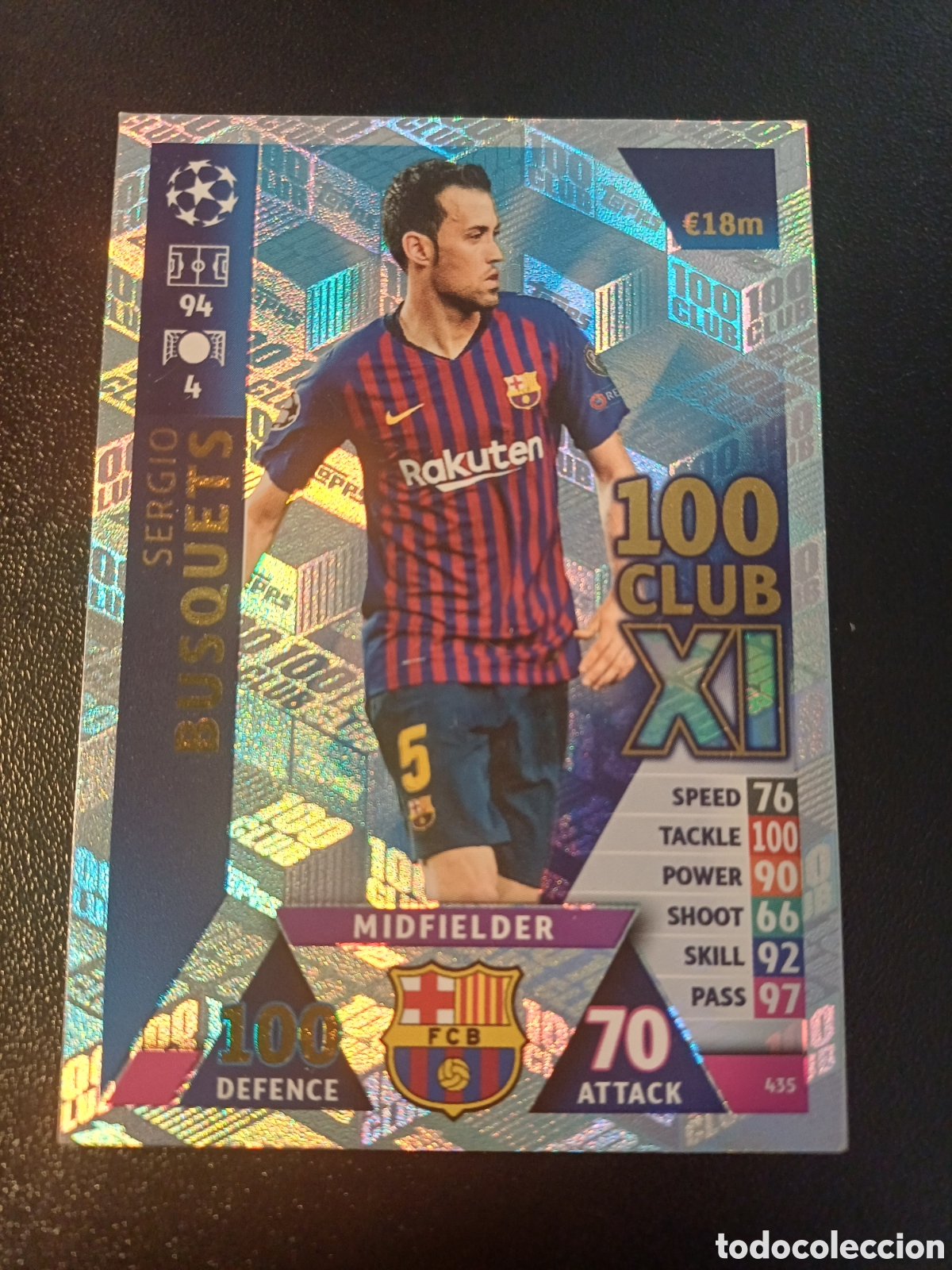 Sammelkarten: #435 SERGIO BUSQUETS 100 CLUB XL TOPPS MATCH ATTAX 2018/19