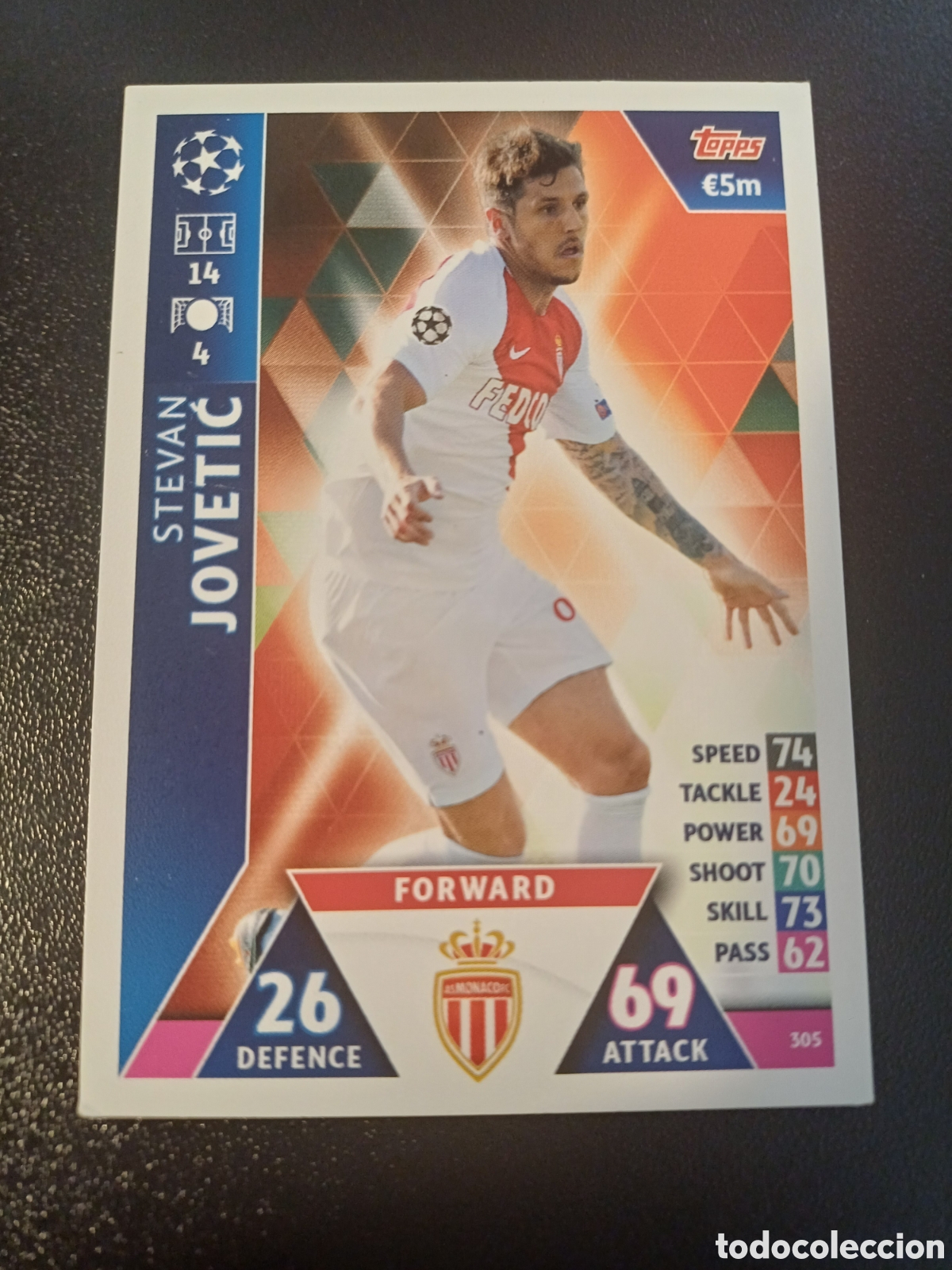 Trading Cards: #305 STEVAN JOVETIC AS MONACO FC TOPPS MATCH ATTAX 2018/19