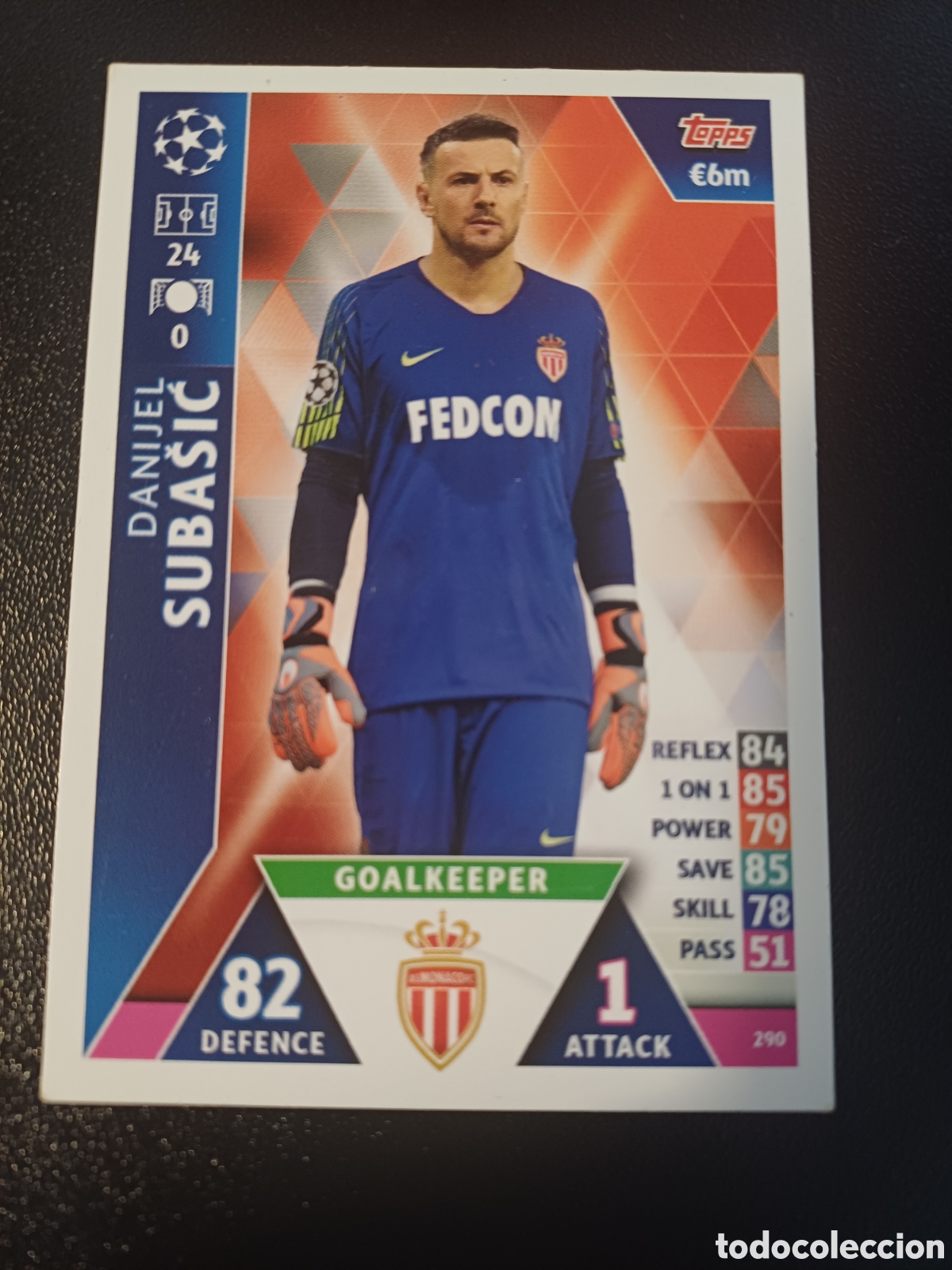 Trading Cards: #290 DANIJEL SUBASIC AS MONACO FC TOPPS MATCH ATTAX 2018/19