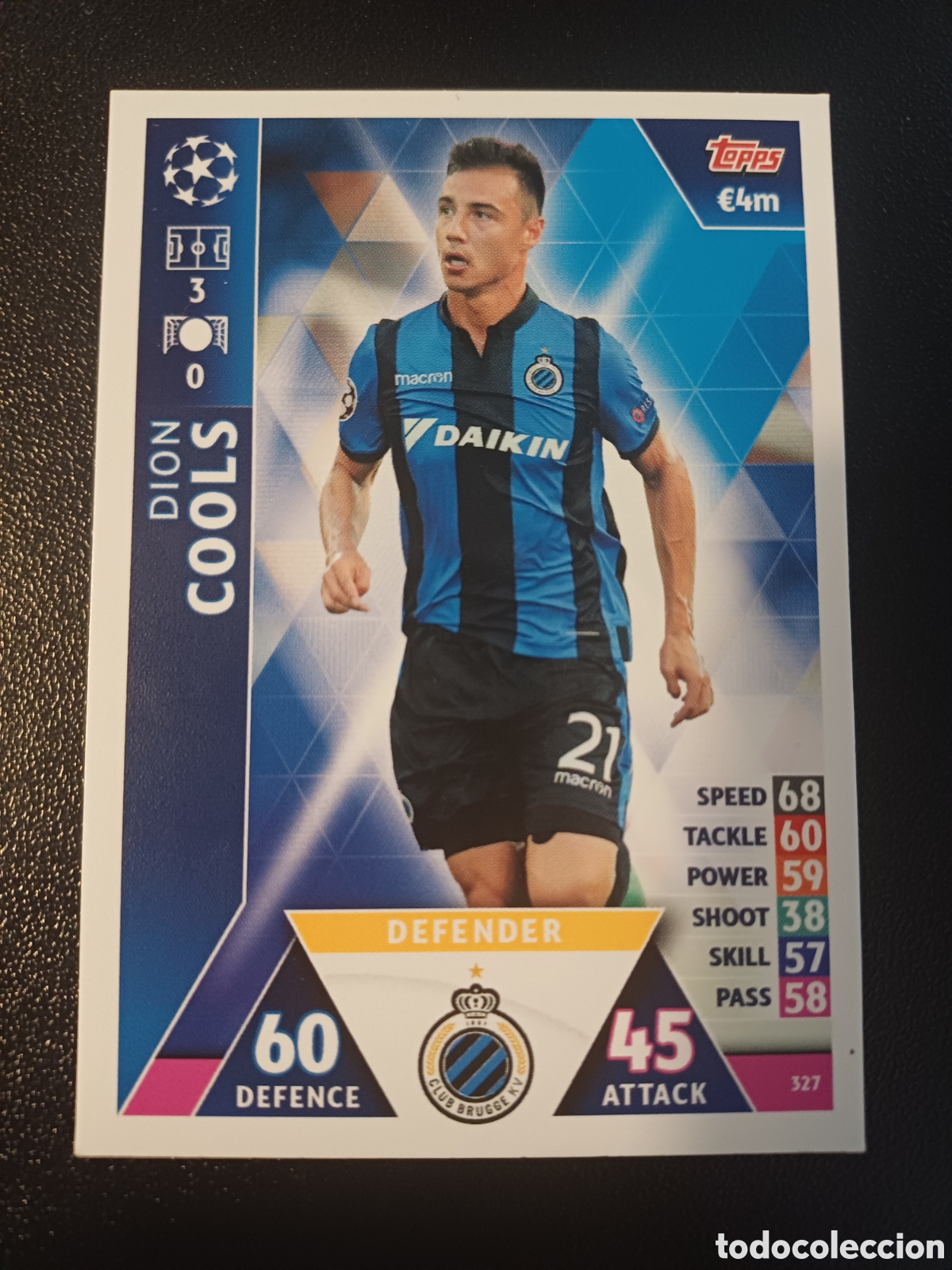 Cartes &agrave; &Eacute;changer: #327 DION COOLS CLUB BRUGGE TOPPS MATCH ATTAX 2018/19