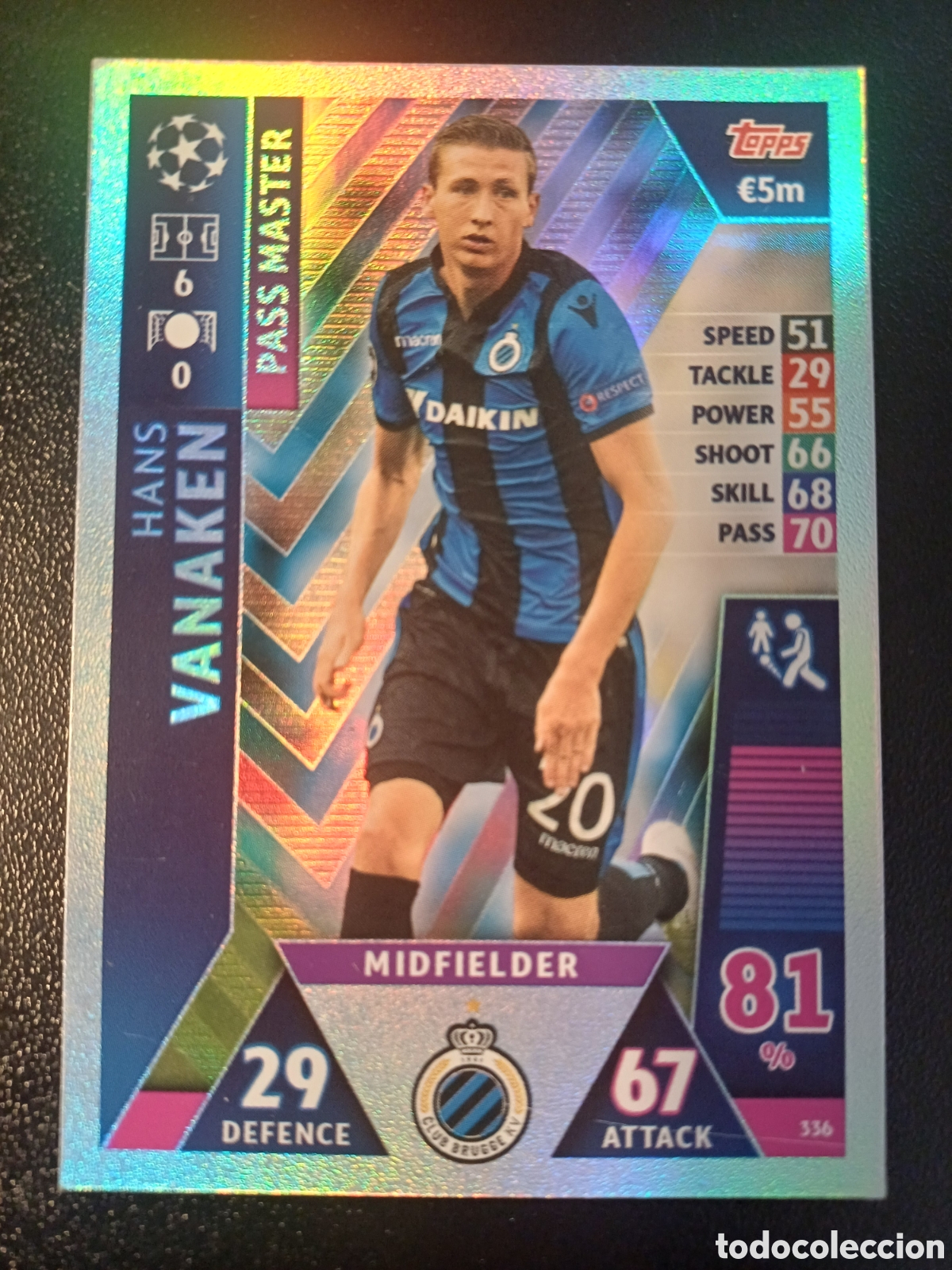 Figurine Collezionabili: #336 HANS VANAKEN CLUB BRUGGE PASS MASTER TOPPS MATCH ATTAX 2018/19