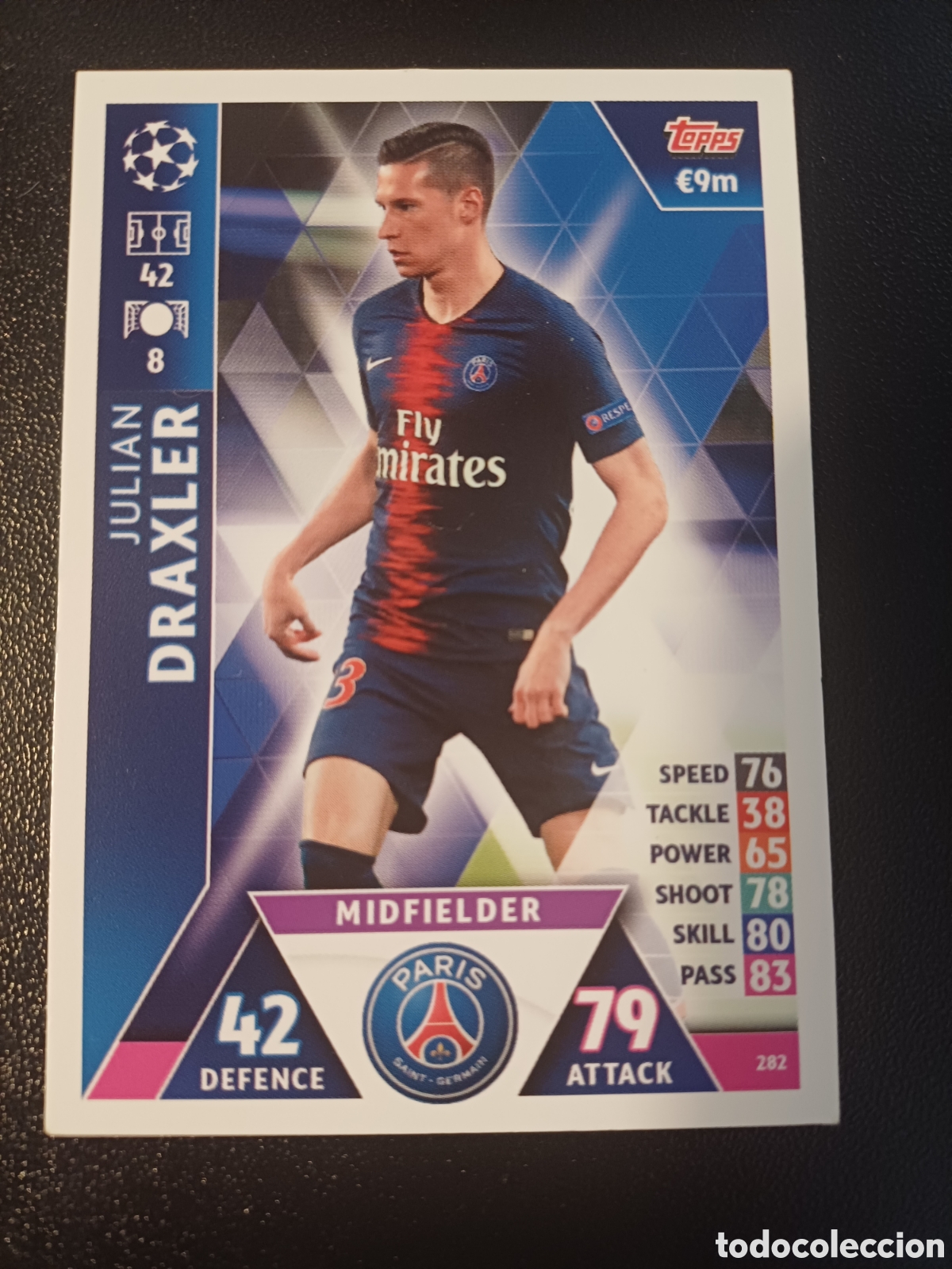 Cartas Colecion&aacute;veis: #282 JULIAN DRAXLER PARIS SAINT-GERMAIN TOPPS MATCH ATTAX 2018/19