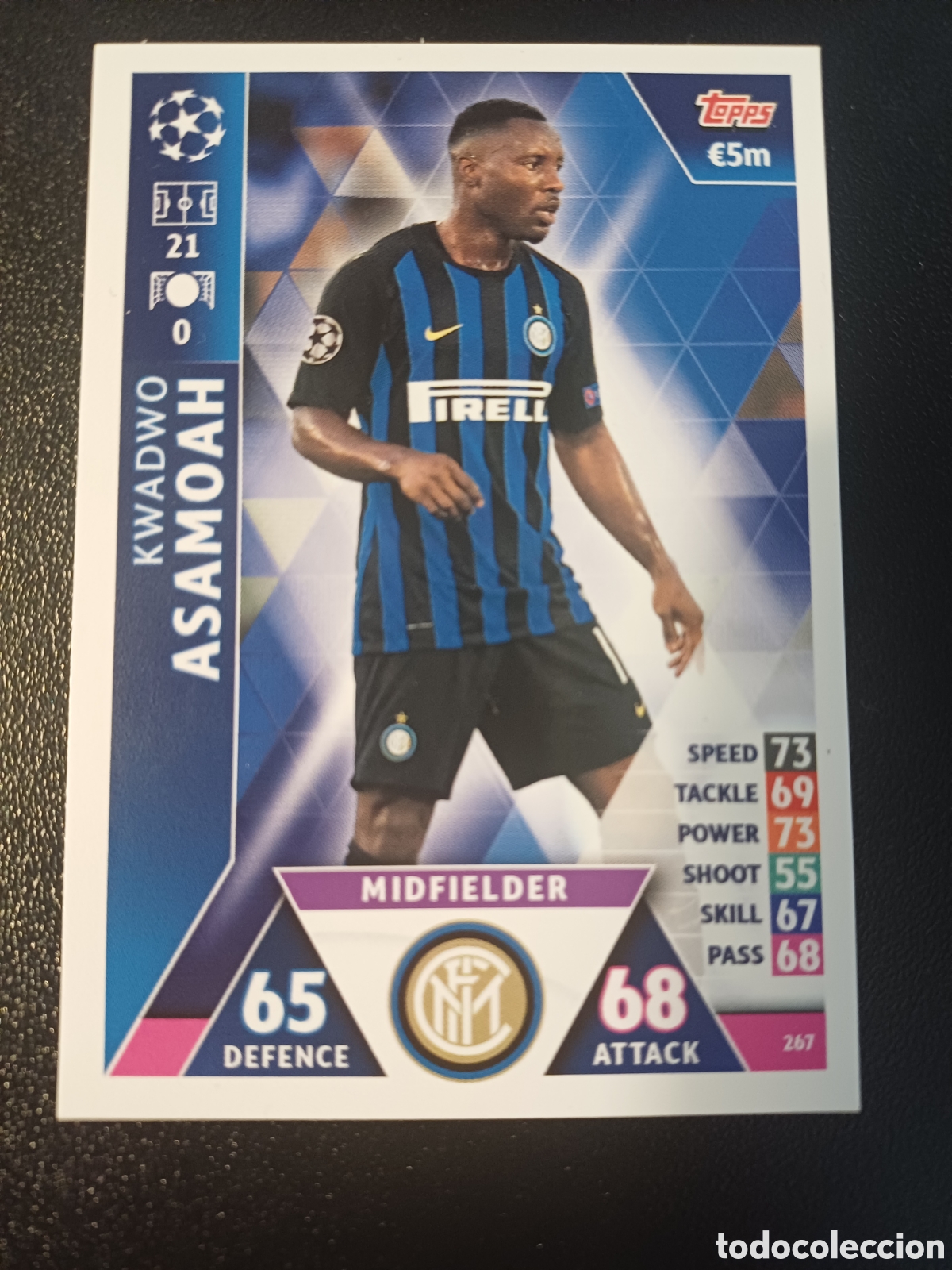 Cartas Colecion&aacute;veis: #267 KWADWO ASAMOAH FC INTERNAZIONALE MILANO TOPPS MATCH ATTAX 2018/19