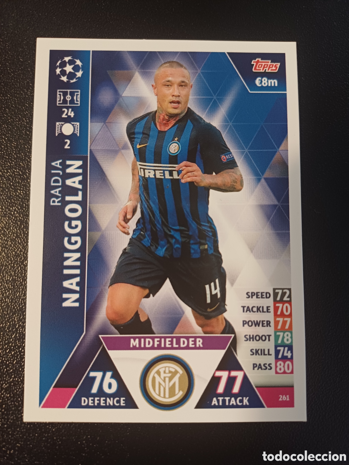 Cartas Colecion&aacute;veis: #261 RADJA NAINGGOLAN FC INTERNAZIONALE MILANO TOPPS MATCH ATTAX 2018/19