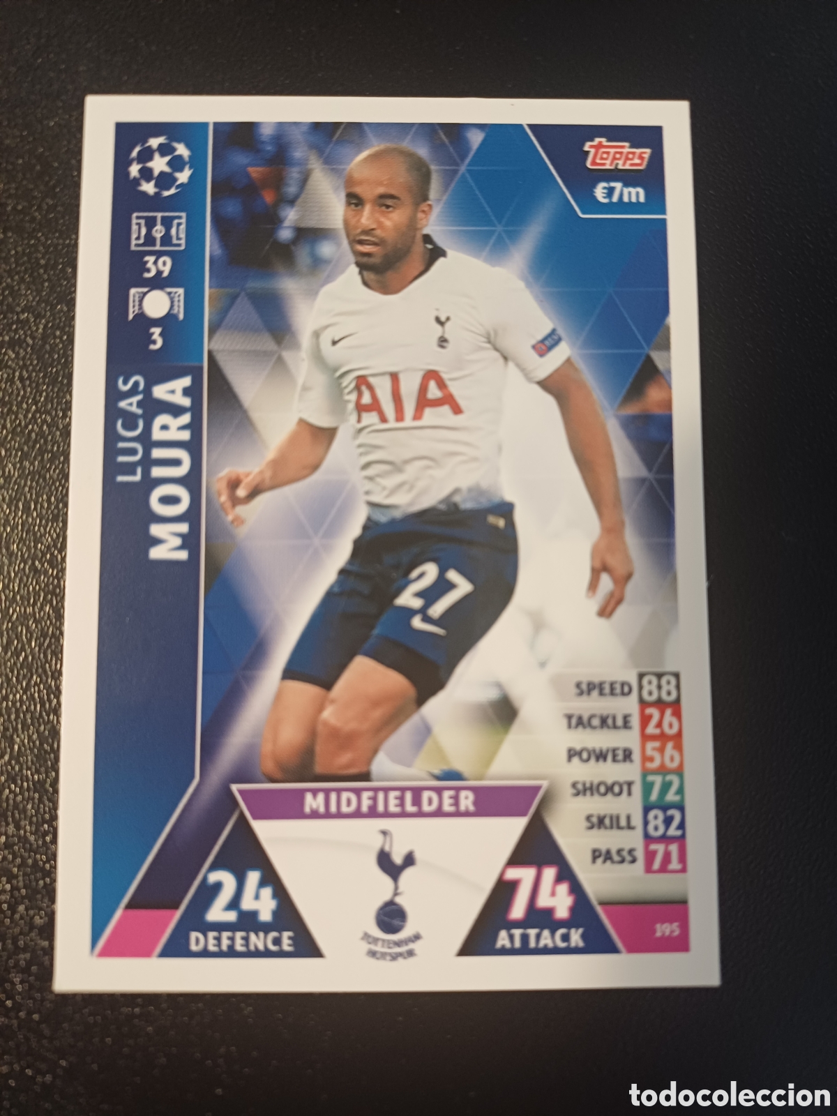Trading Cards: #195 LUCAS MOURA TOTTENHAM HOTSPUR TOPPS MATCH ATTAX 2018/19