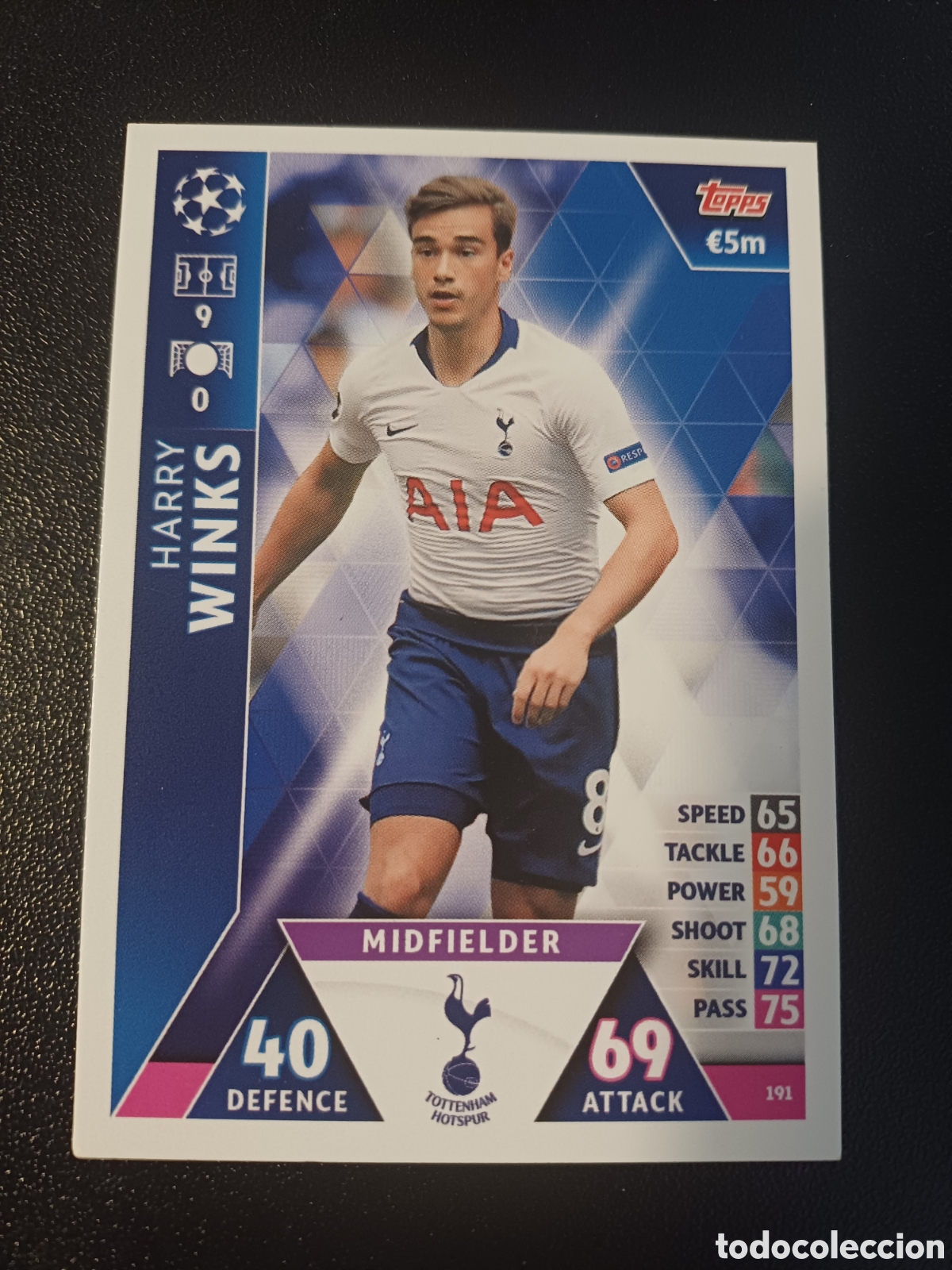 Cartas Colecion&aacute;veis: #191 HARRY WINKS TOTTENHAM HOTSPUR TOPPS MATCH ATTAX 2018/19