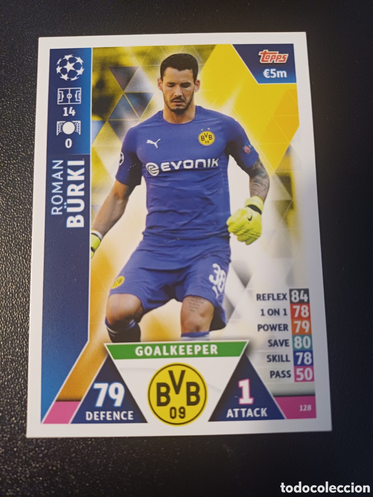 Cartas Colecion&aacute;veis: #128 ROMAN B&Uuml;RKI BORUSSIA DORTMUND TOPPS MATCH ATTAX 2018/19