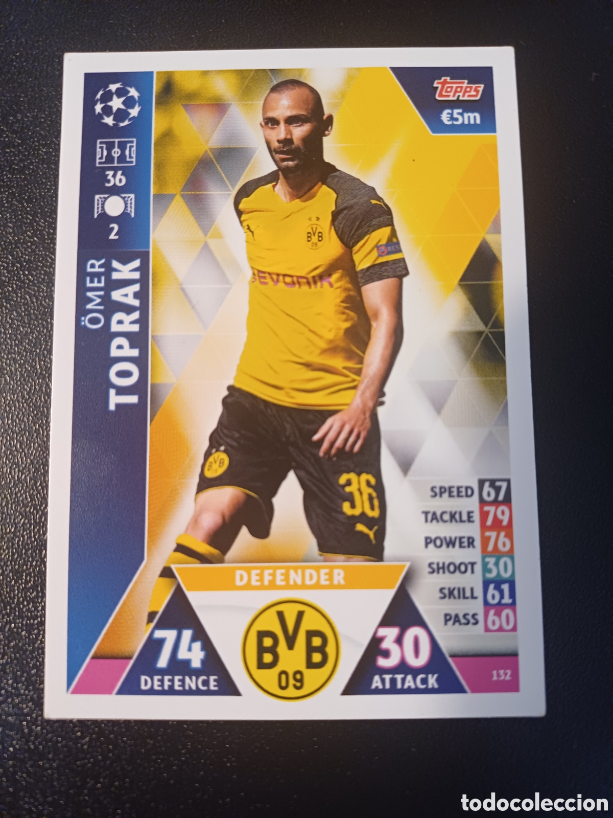 Cartas Colecion&aacute;veis: #132 &Ouml;MER TOPRAK BORUSSIA DORTMUND TOPPS MATCH ATTAX 2018/19
