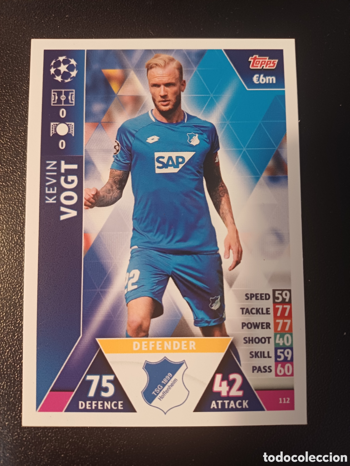 Cartas Colecion&aacute;veis: #112 KEVIN VOGT TSG 1899 HOFFEINHEIM TOPPS MATCH ATTAX 2018/19