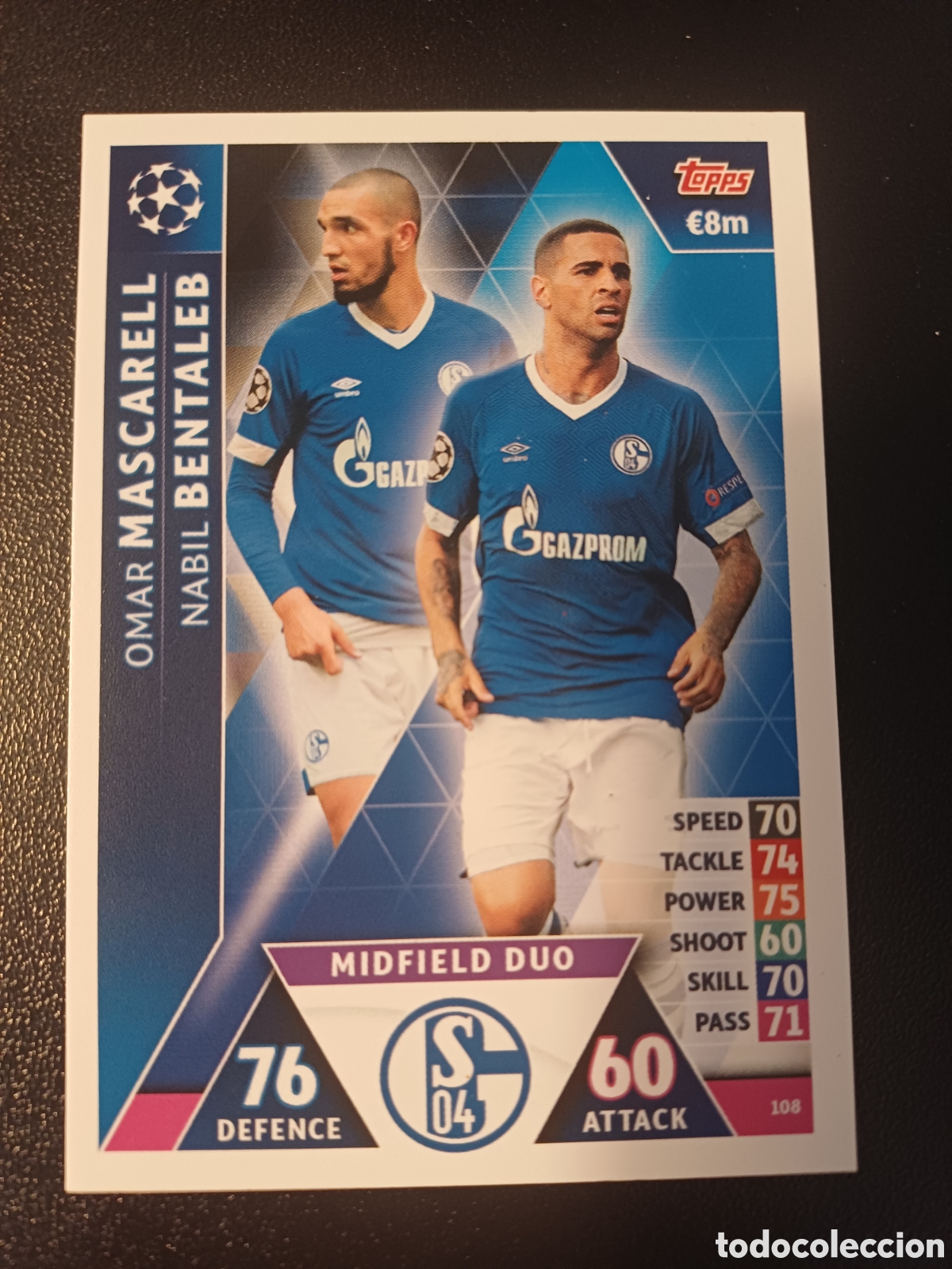Cartas Colecion&aacute;veis: #108 MASCARELL BENTALEB MIDFIELD DUO FC SCHALKE 04 TOPPS MATCH ATTAX 2018/19