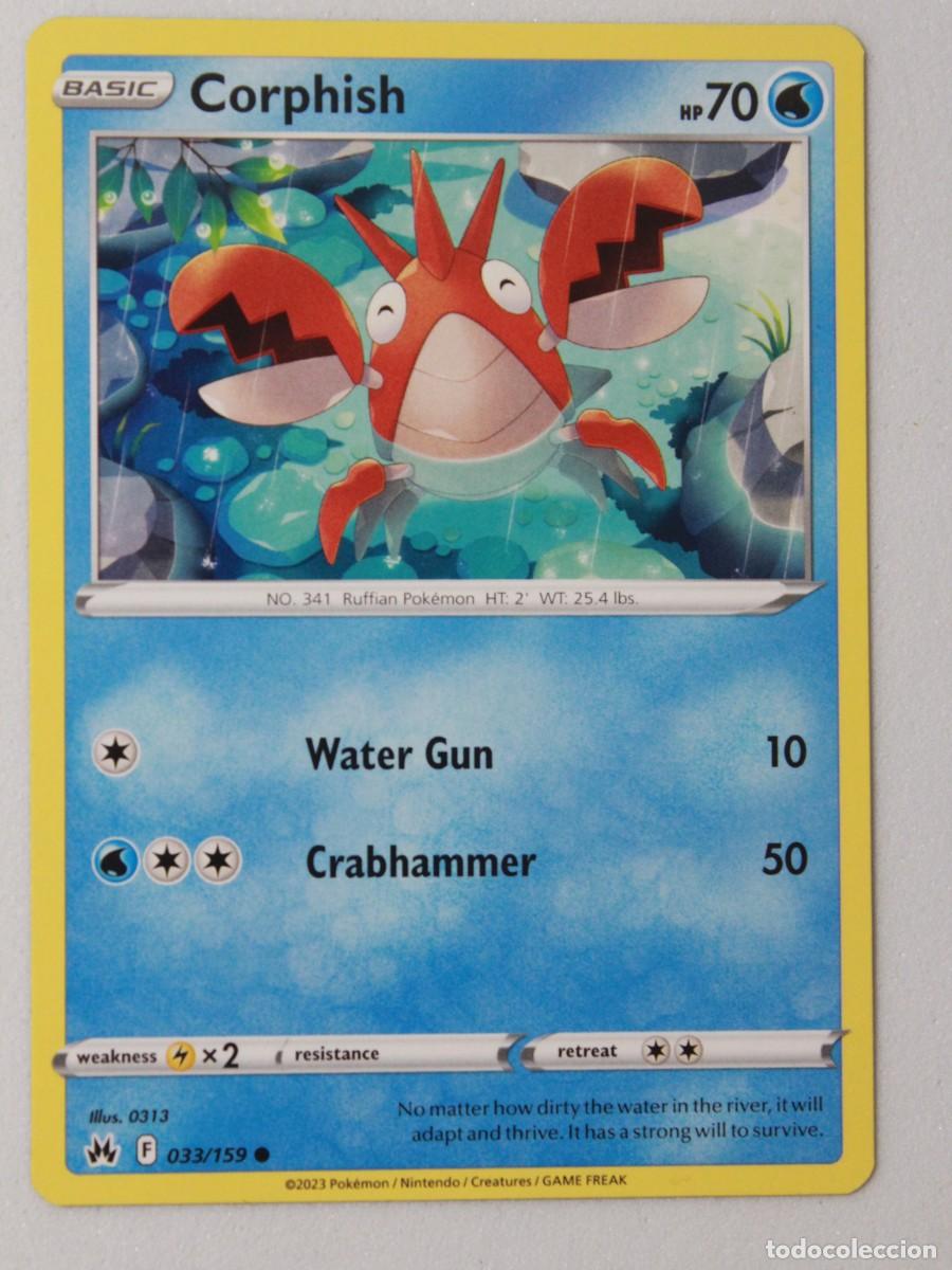 Cartas Colecion&aacute;veis: T&iacute;tulo: Pok&eacute;mon TCG Corphish 033/159 Common Carta Agua Crown Zenith