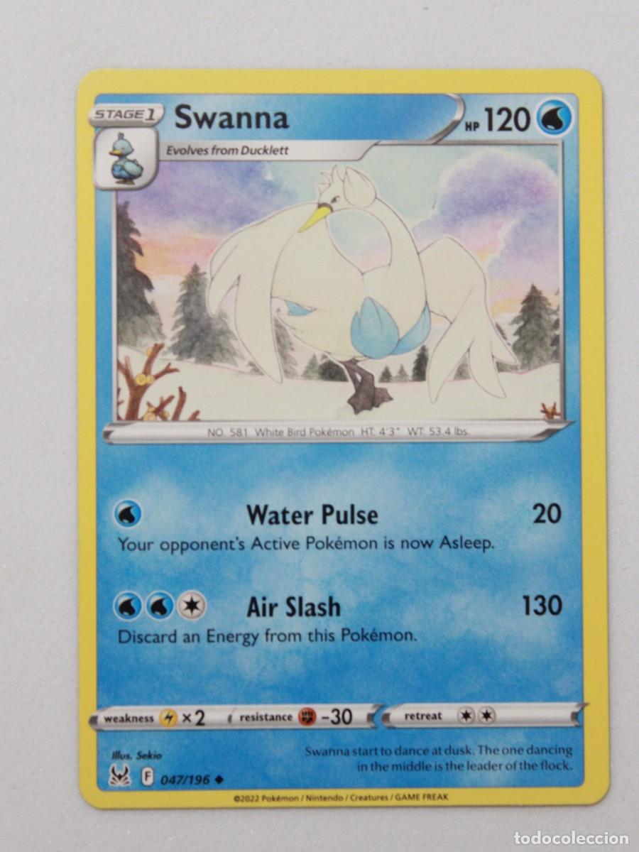 Trading Cards: T&iacute;tulo: Pok&eacute;mon TCG Swanna 047/196 Uncommon Carta Agua Lost Origin