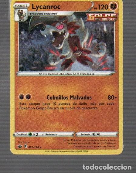 Trading Cards: CROMO DE POK&Eacute;MON FASE 1 LYCAN ROC N&ordm; 745 DEL A&Ntilde;O 2021