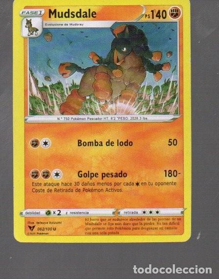 Trading Cards: CROMO DE POK&Eacute;MON FASE 1 MUDSDALE N&ordm; 750 DEL A&Ntilde;O 2020