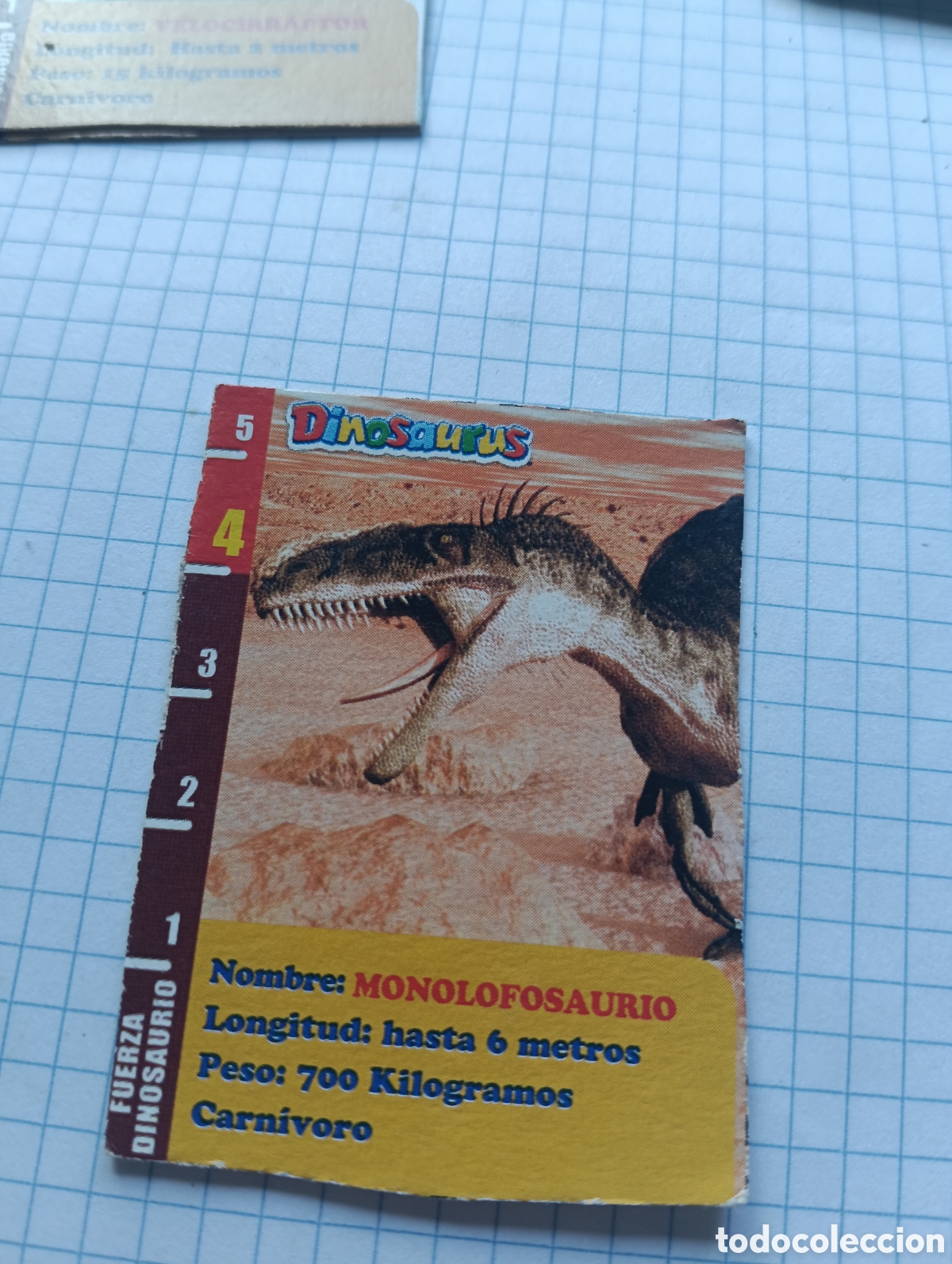 Trading Cards: Carta de cart&oacute;n Monolofosaurio galletas dinosaurus