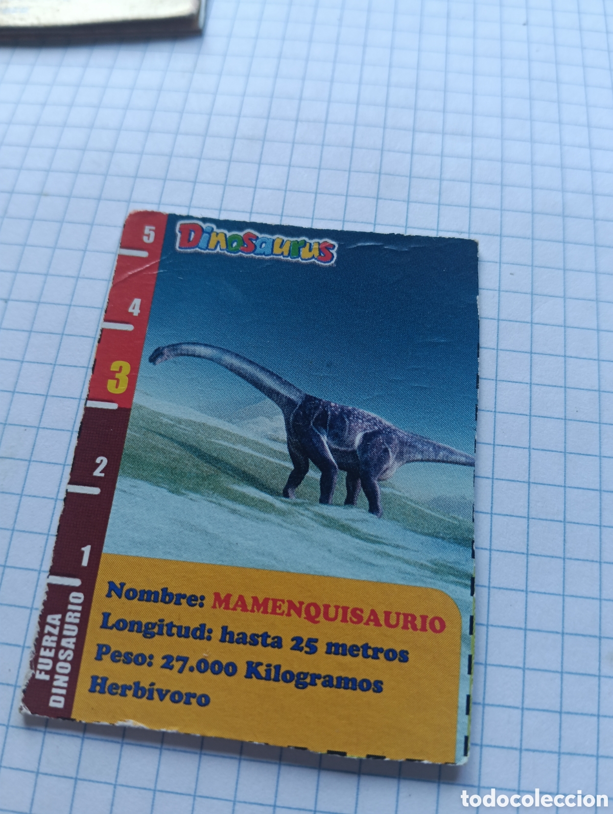 Trading Cards: Carta de cart&oacute;n Mamenquisaurio galletas dinosaurus
