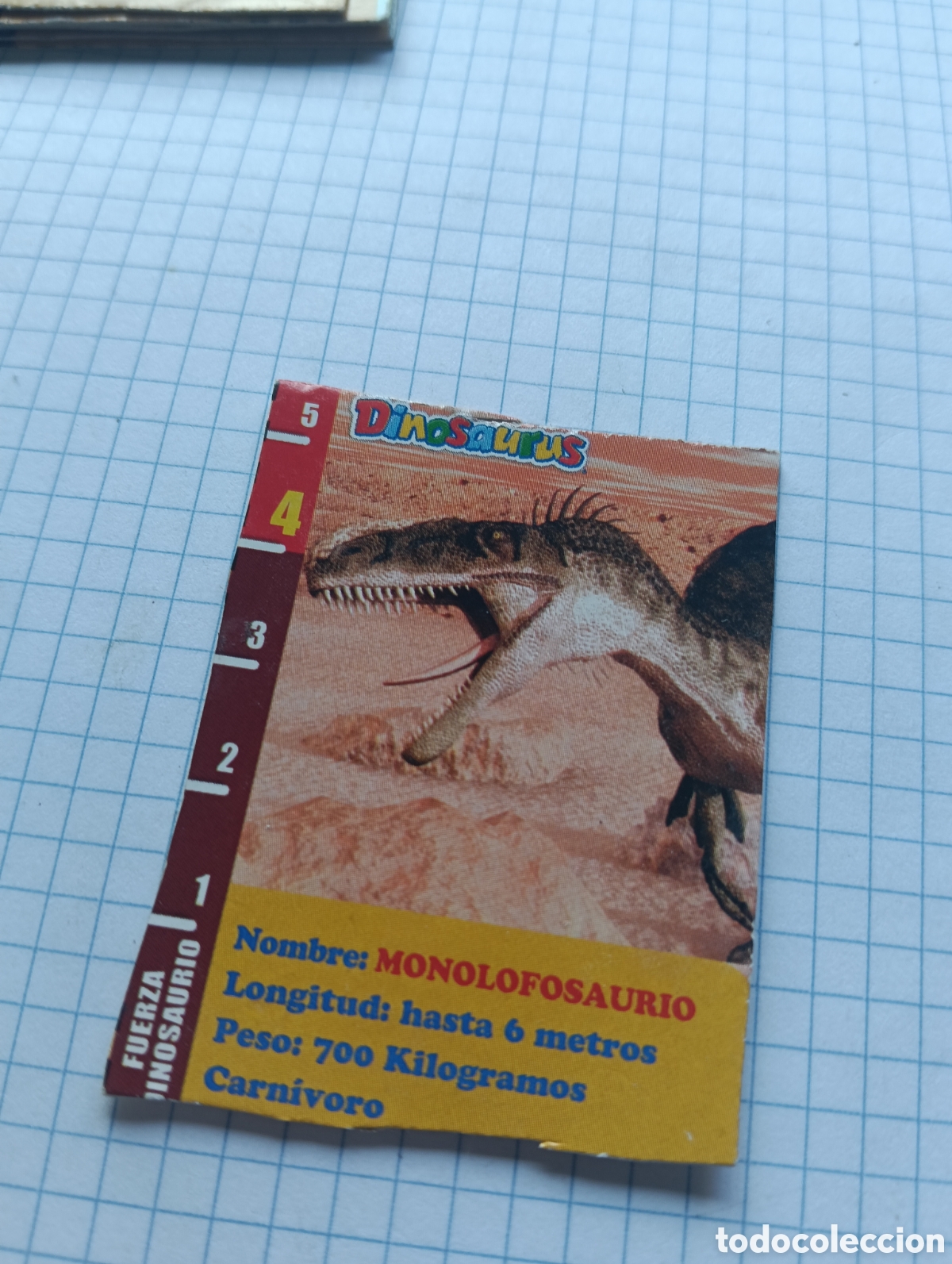 Trading Cards: Carta de cart&oacute;n Monolofosaurio galletas dinosaurus