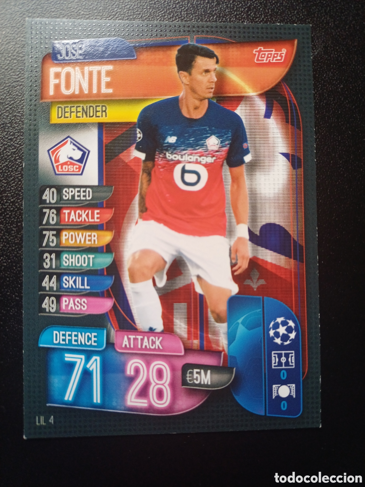 Trading Cards: #LIL4 JOSE FONTE LOSC LILLE TOPPS MATCH ATTAX 2019/20