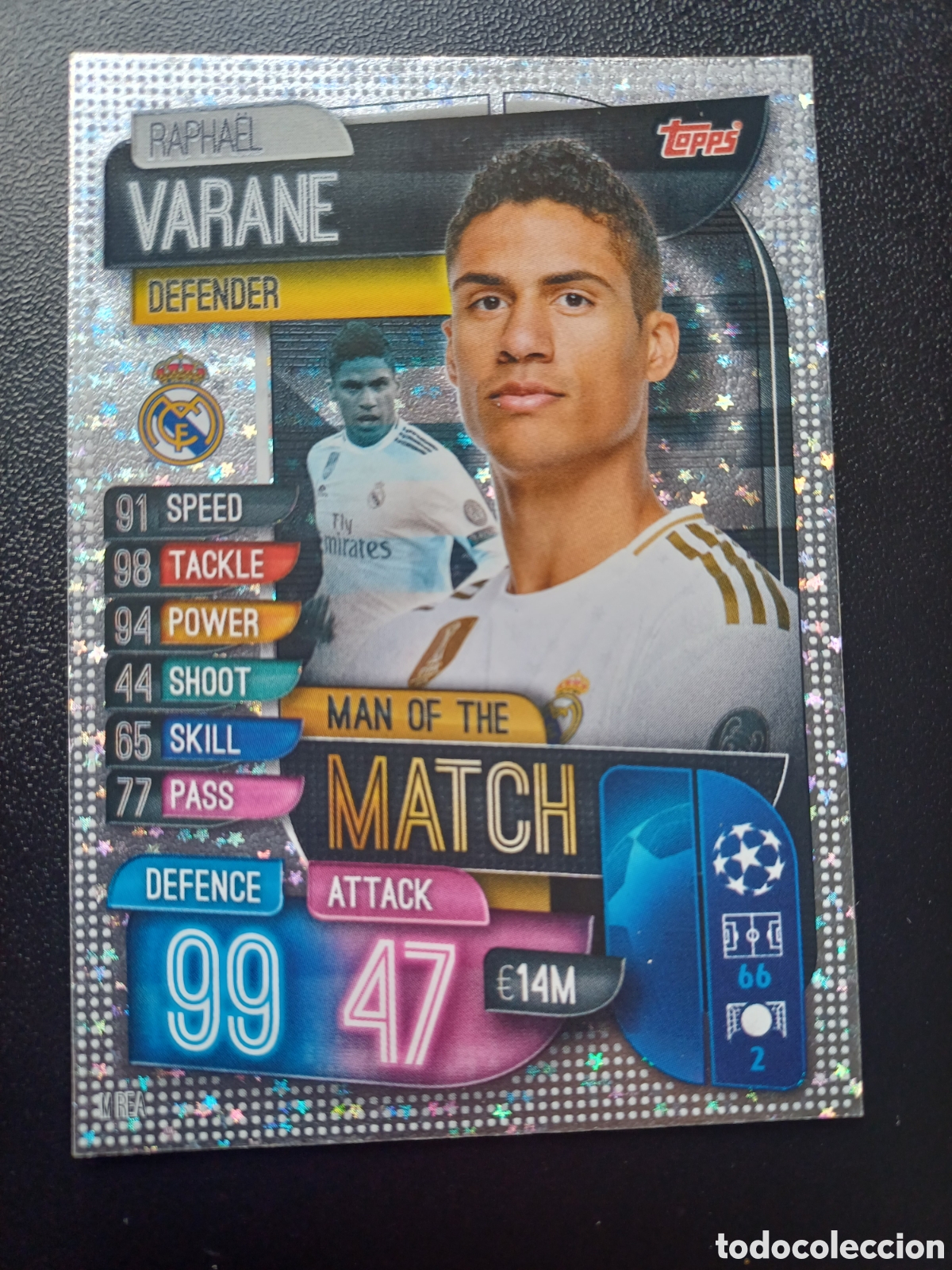 Trading Cards: #MREA RAPHAEL VARANE REAL MADRID CF MAN OF THE MATCH TOPPS MATCH ATTAX 2019/20