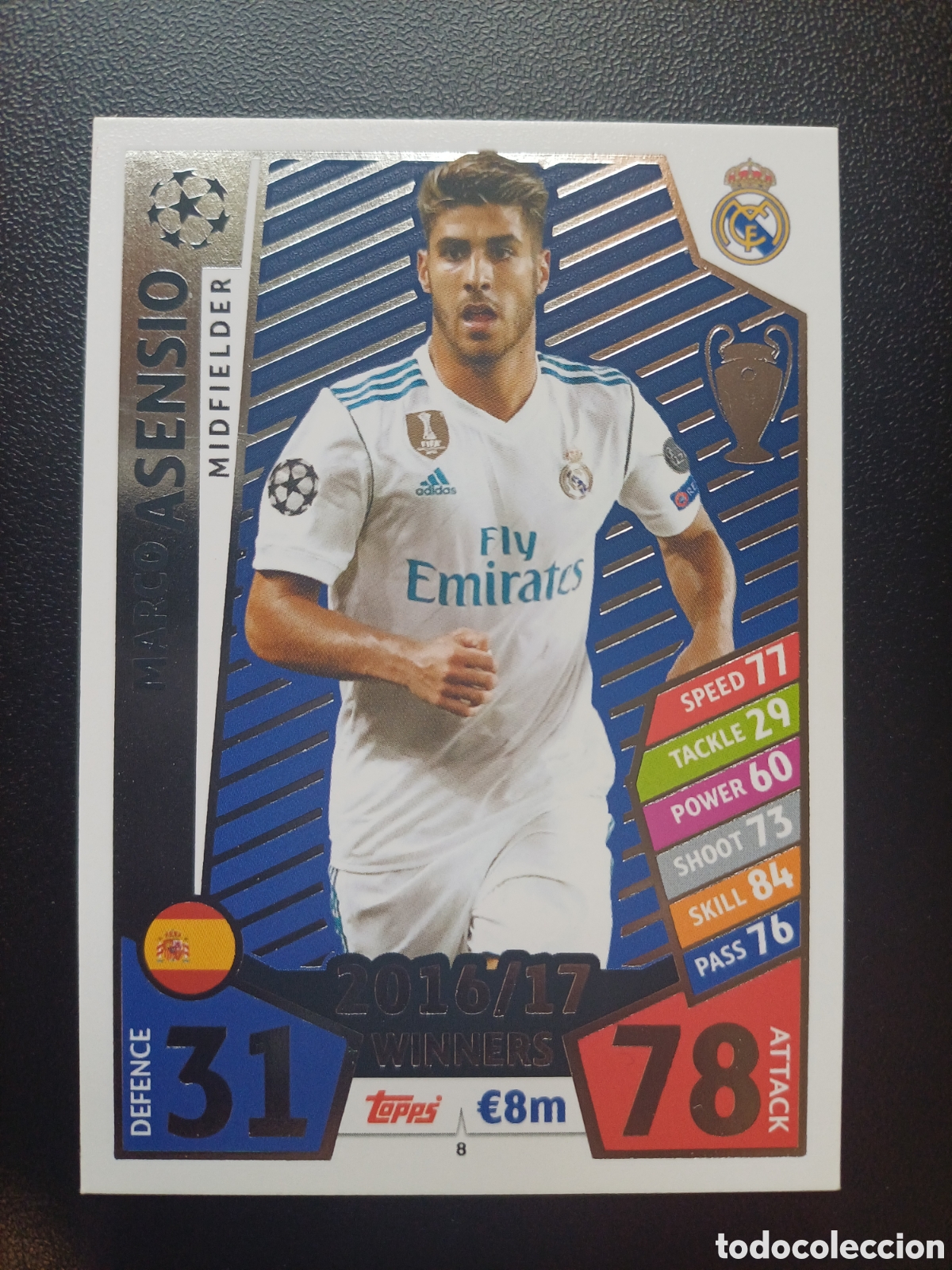 Trading Cards: #008 MARCO ASENSIO REAL MADRID CF TOPPS MATCH ATTAX 2017/18
