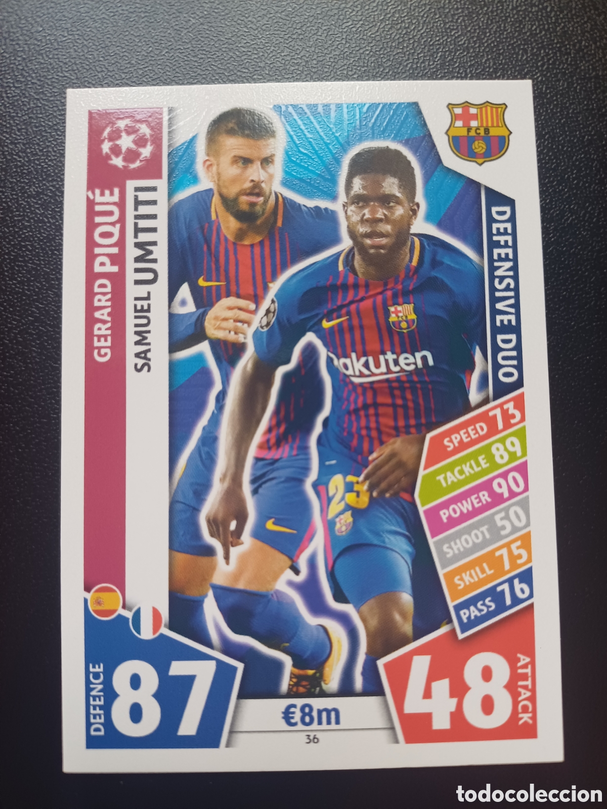 Trading Cards: #036 PIQUE UMITTI DEFENSIVE DUO FC BARCELONA TOPPS MATCH ATTAX 2017/18