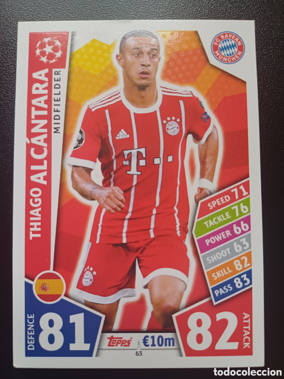 Trading Cards: #063 THIAGO ALCANTARA FC BAYERN MUNCHEN TOPPS MATCH ATTAX 2017/18