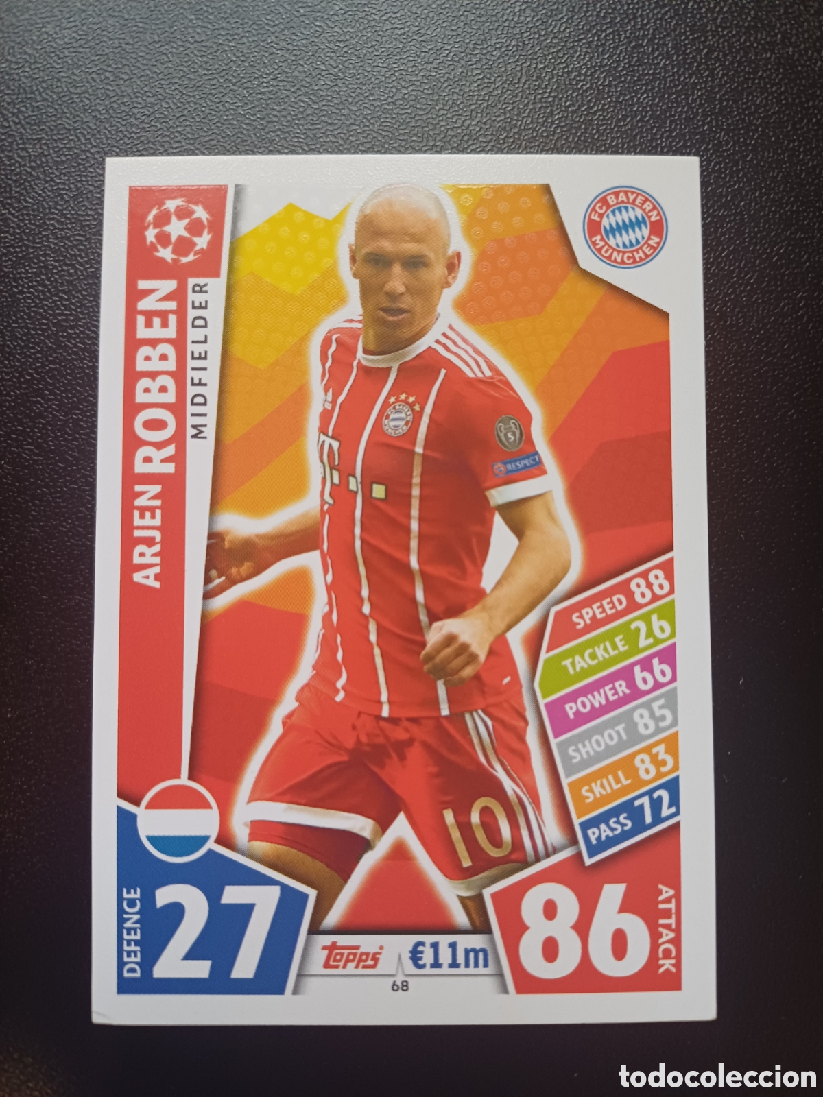 Trading Cards: #068 ARJEN ROBBEN FC BAYERN MUNCHEN TOPPS MATCH ATTAX 2017/18