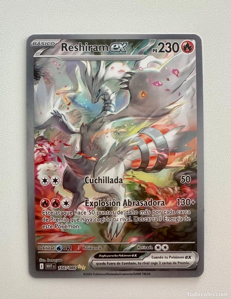 Trading Cards: Carta Pok&eacute;mon Reshiram ex 166/086 &ndash; White Flare SIR Espa&ntilde;ol
