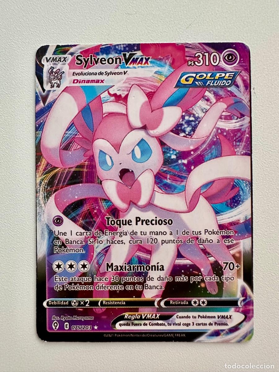 Trading Cards: Carta Pok&eacute;mon Sylveon VMAX 075/203 &ndash; Evolving Skies Golpe Fluido Espa&ntilde;ol