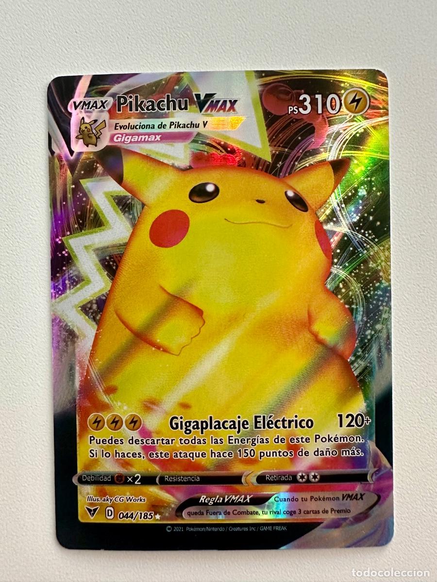 Trading Cards: Carta Pok&eacute;mon Pikachu VMAX 044/185 &ndash; Vivid Voltage Gigamax Espa&ntilde;ol