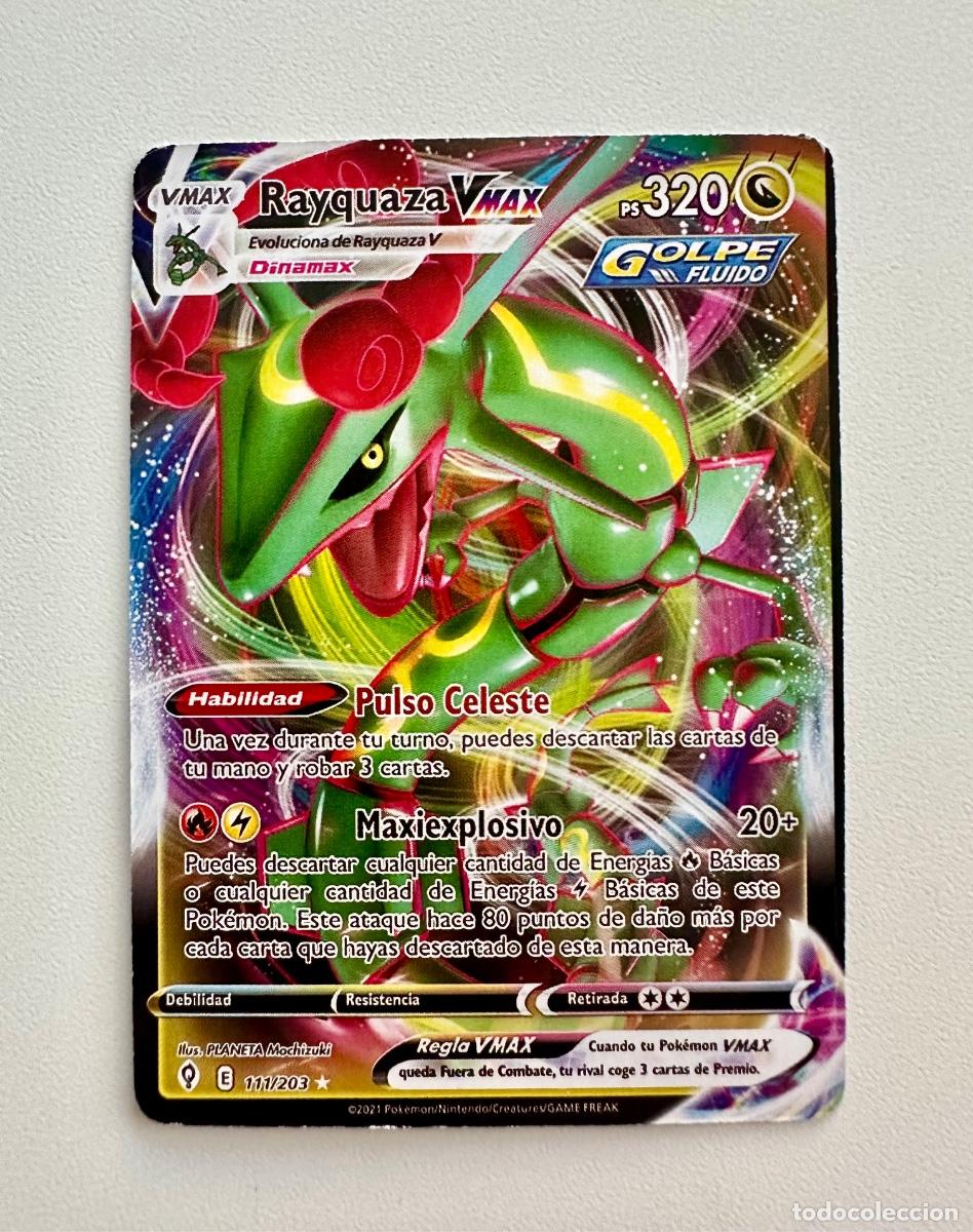 Trading Cards: Carta Pok&eacute;mon Rayquaza VMAX 111/203 &ndash; Evolving Skies Golpe Fluido Espa&ntilde;ol