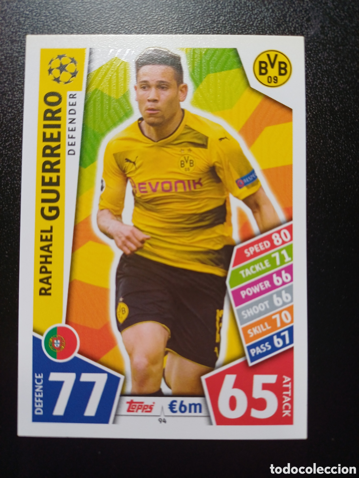 Cartes &agrave; &Eacute;changer: #094 RAPHAEL GUERREIRO BORUSSIA DORTMUND TOPPS MATCH ATTAX 2017/18