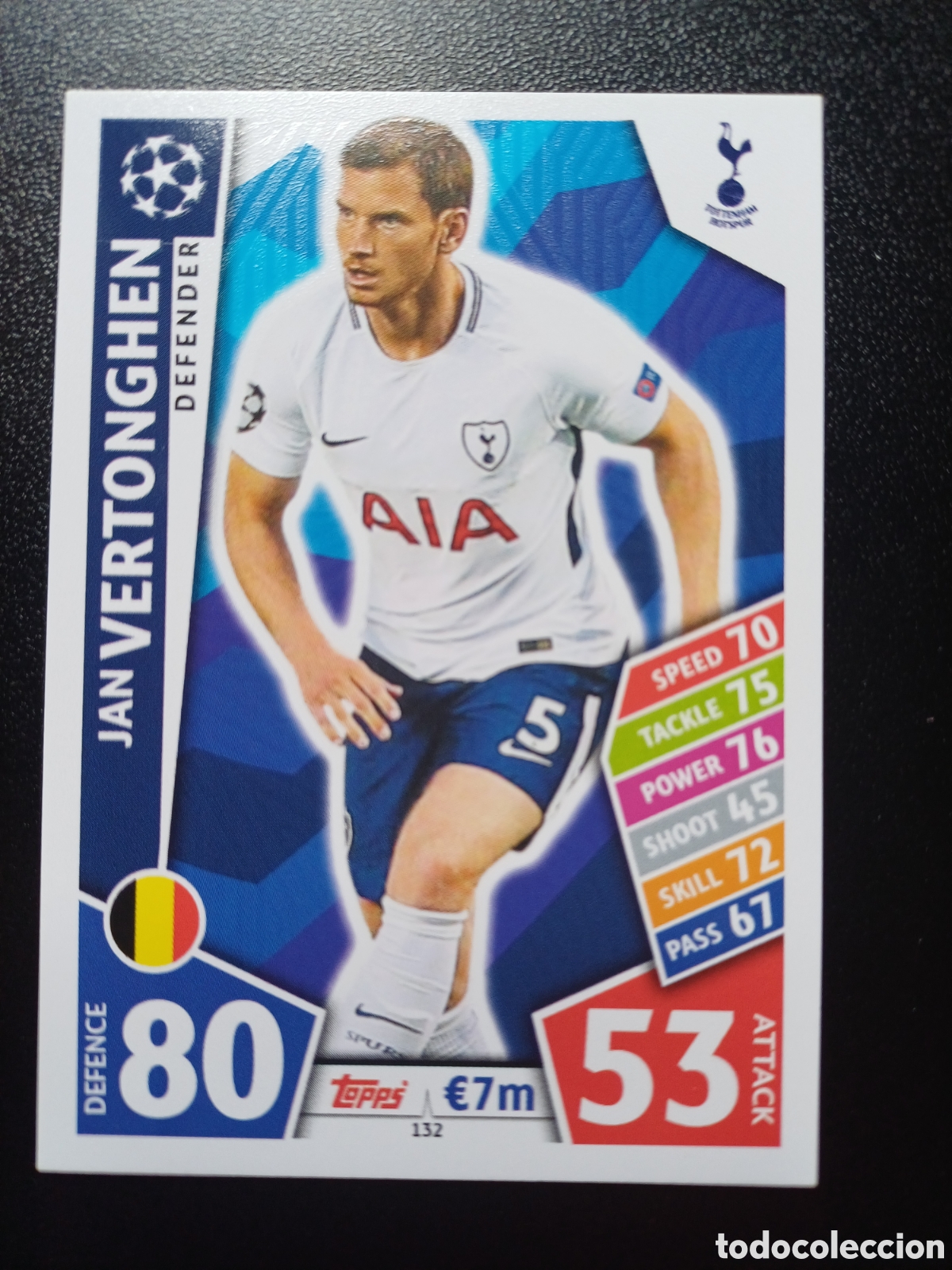 Cartes &agrave; &Eacute;changer: #132 JAN VERTONGHEN TOTTENHAM HOTSPUR TOPPS MATCH ATTAX 2017/18
