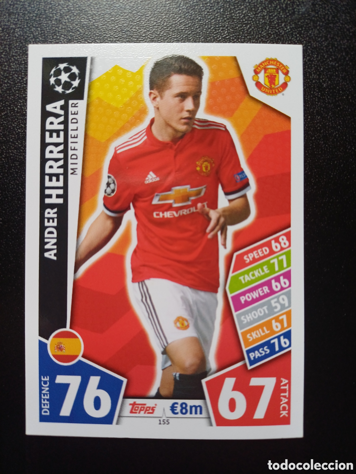 Trading Cards: #155 ANDER HERRERA MANCHESTER UNITED TOPPS MATCH ATTAX 2017/18