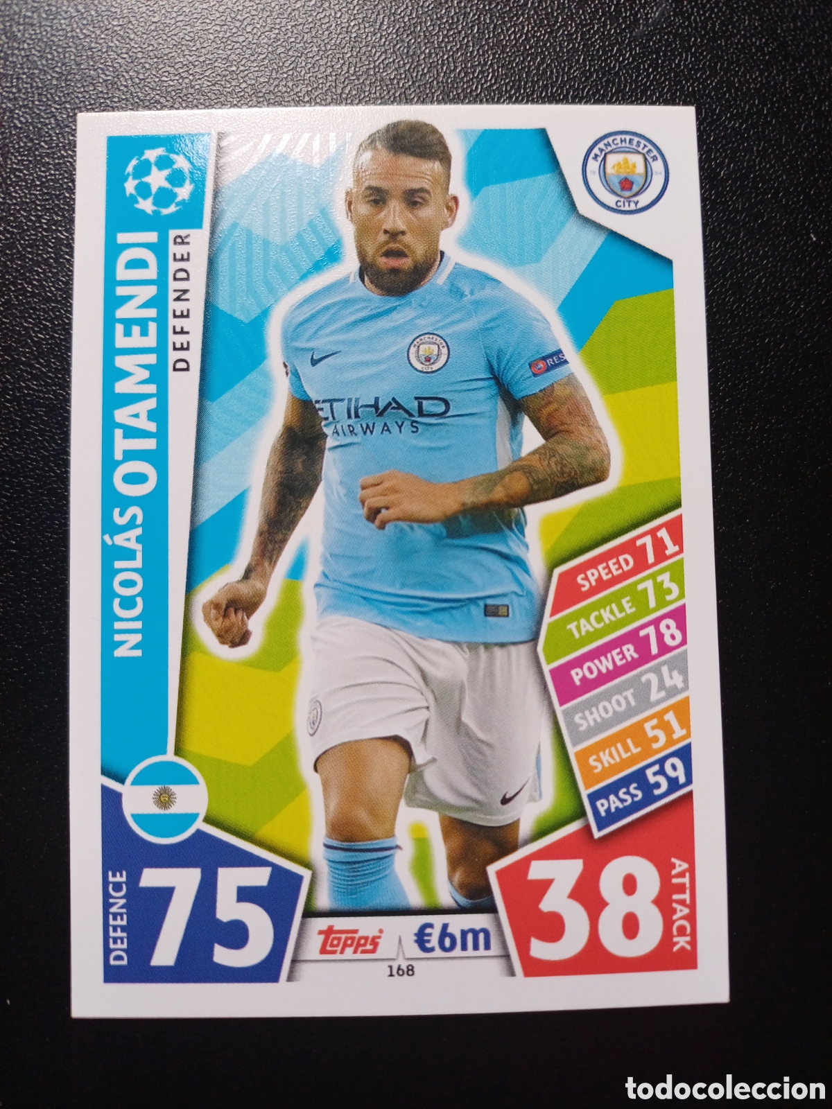Trading Cards: #168 NICOLAS OTAMENDI MANCHESTER CITY TOPPS MATCH ATTAX 2017/18