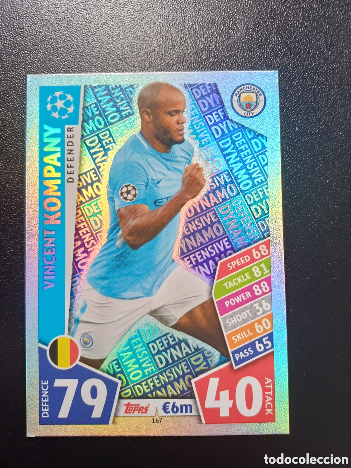 Trading Cards: #167 VINCENT KOMPANY DEFENSIVE DYNAMO MANCHESTER CITY TOPPS MATCH ATTAX 2017/18