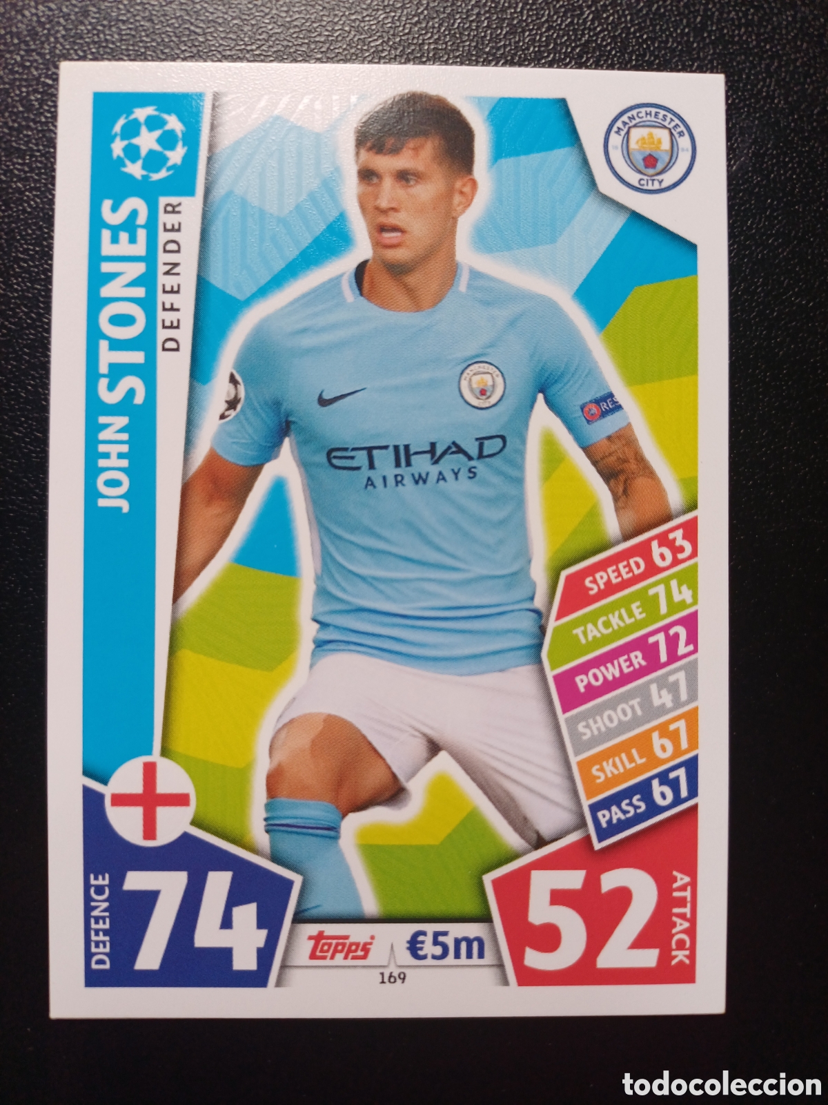 Trading Cards: #169 JOHN STONES MANCHESTER CITY TOPPS MATCH ATTAX 2017/18