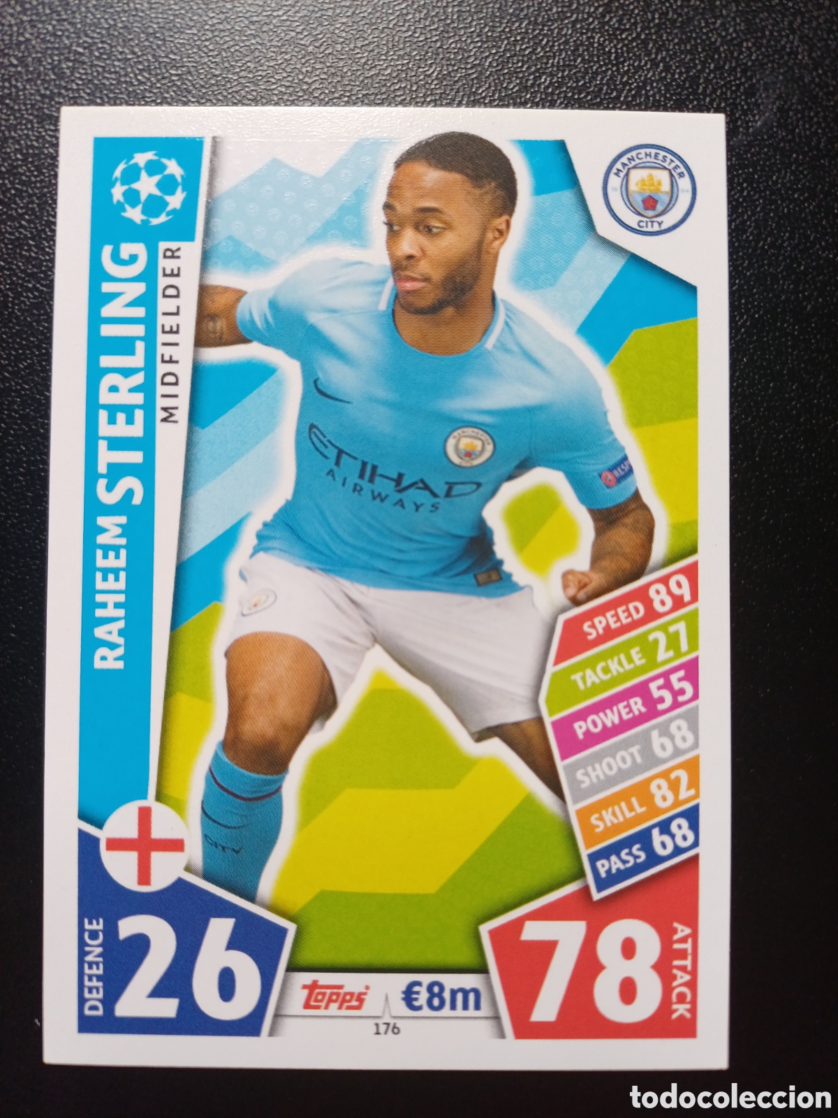 Trading Cards: #176 RAHEEM STERLING MANCHESTER CITY TOPPS MATCH ATTAX 2017/18