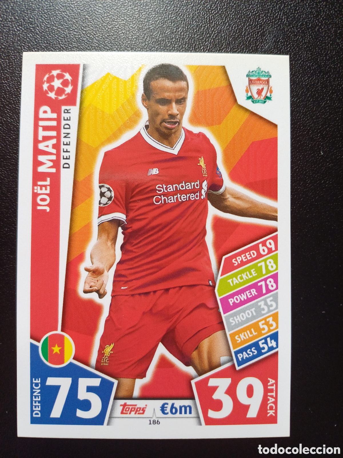 Cartes &agrave; &Eacute;changer: #186 JOEL MATIP LIVERPOOL FC TOPPS MATCH ATTAX 2017/18