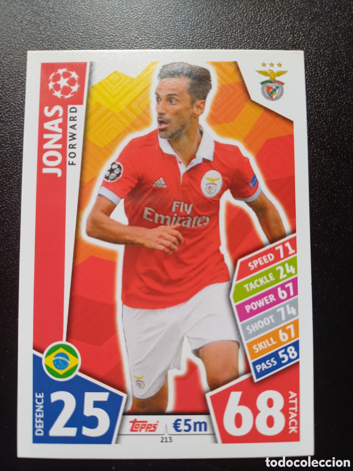 Cartes &agrave; &Eacute;changer: #213 JONAS SL BENFICA TOPPS MATCH ATTAX 2017/18