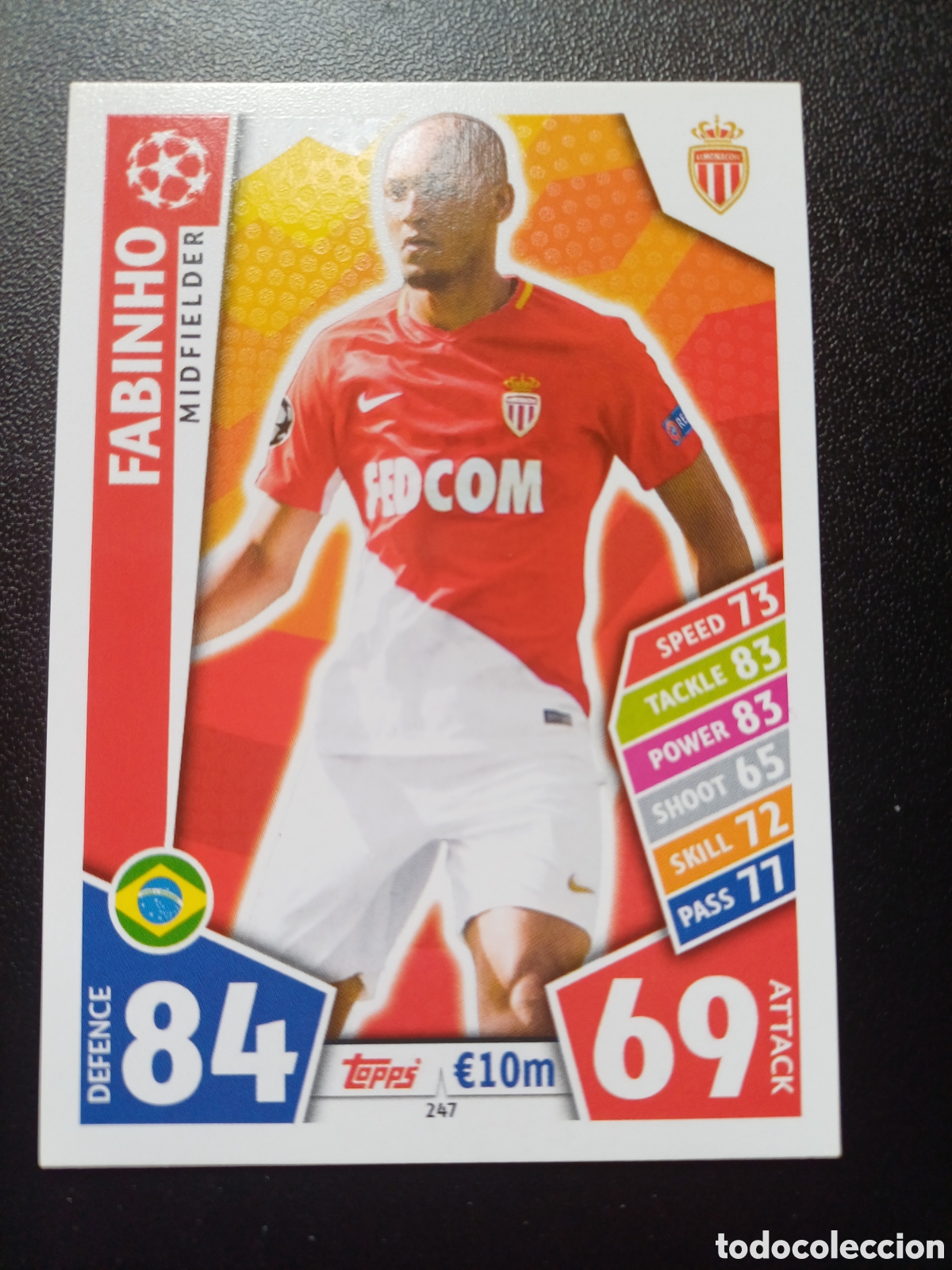 Figurine Collezionabili: #247 FABINHO AS MONACO FC TOPPS MATCH ATTAX 2017/18