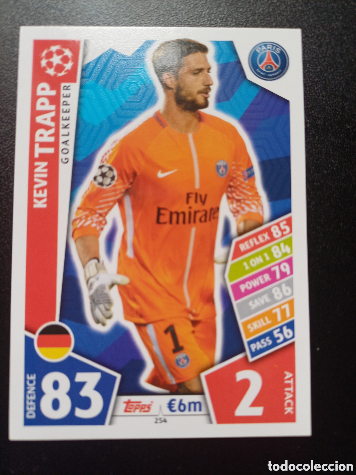 Cartes &agrave; &Eacute;changer: #254 KEVIN TRAPP PARIS SAINT-GERMAIN TOPPS MATCH ATTAX 2017/18