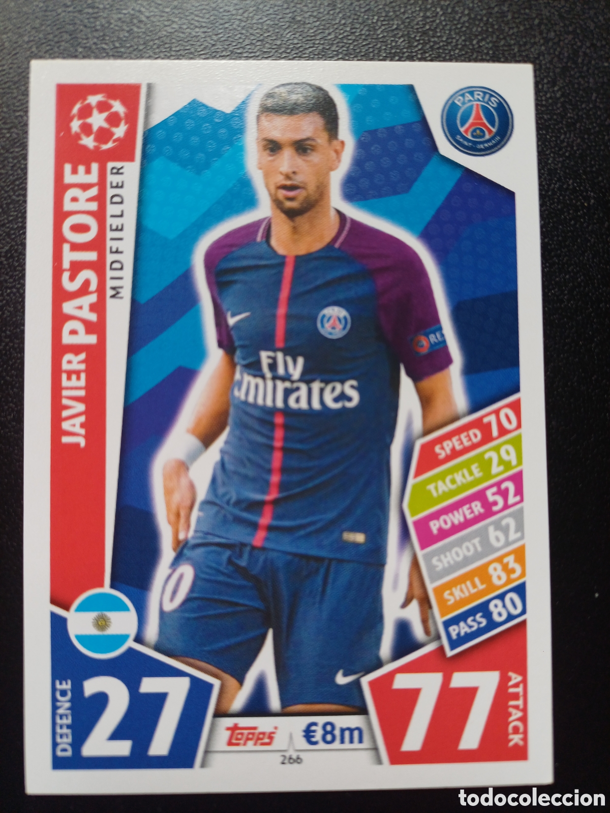 Trading Cards: #266 JAVIER PASTORE PARIS SAINT-GERMAIN TOPPS MATCH ATTAX 2017/18