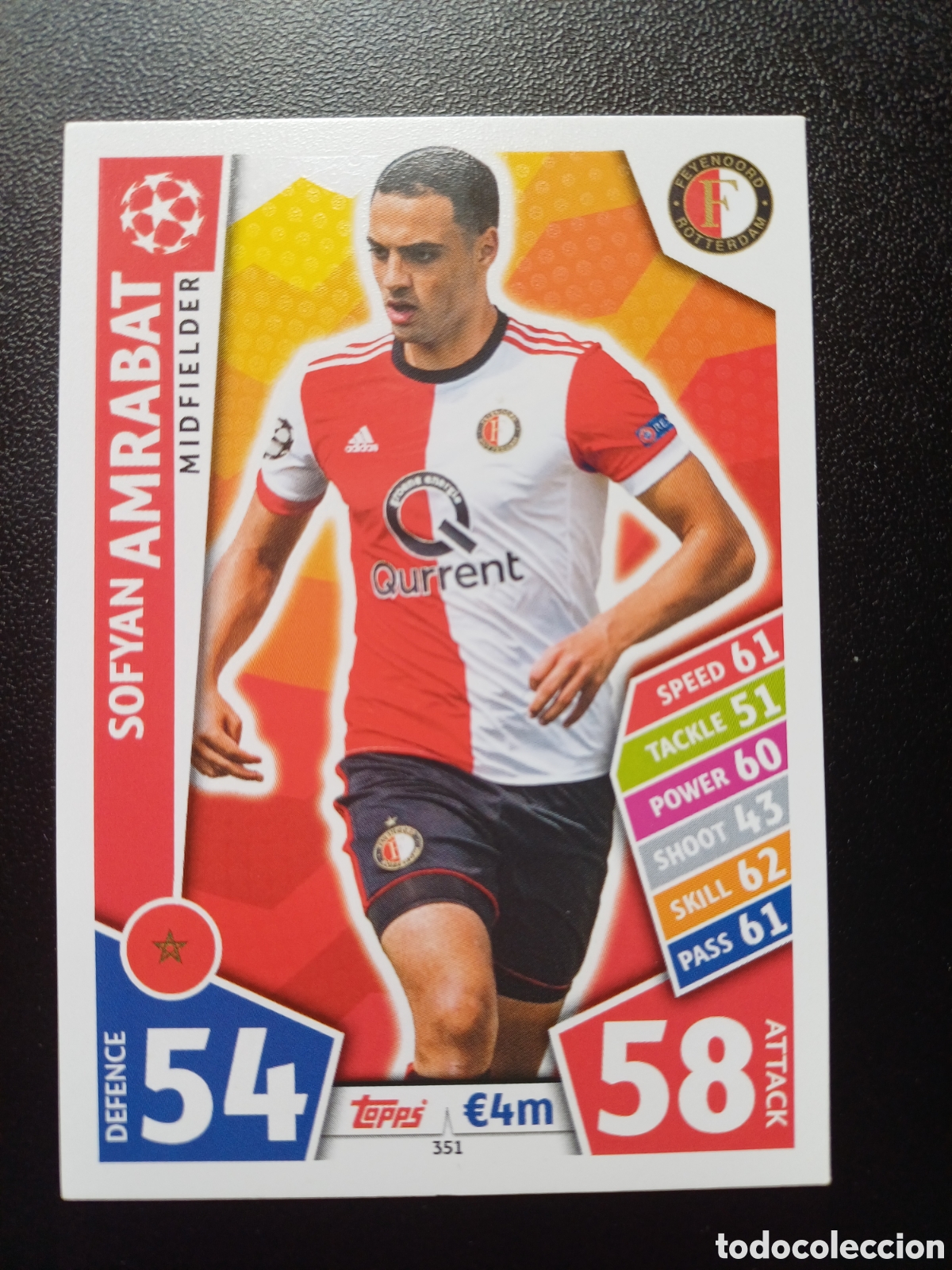 Cartes &agrave; &Eacute;changer: #351 SOFYAN AMRABAT FEYENOORD TOPPS MATCH ATTAX 2017/18