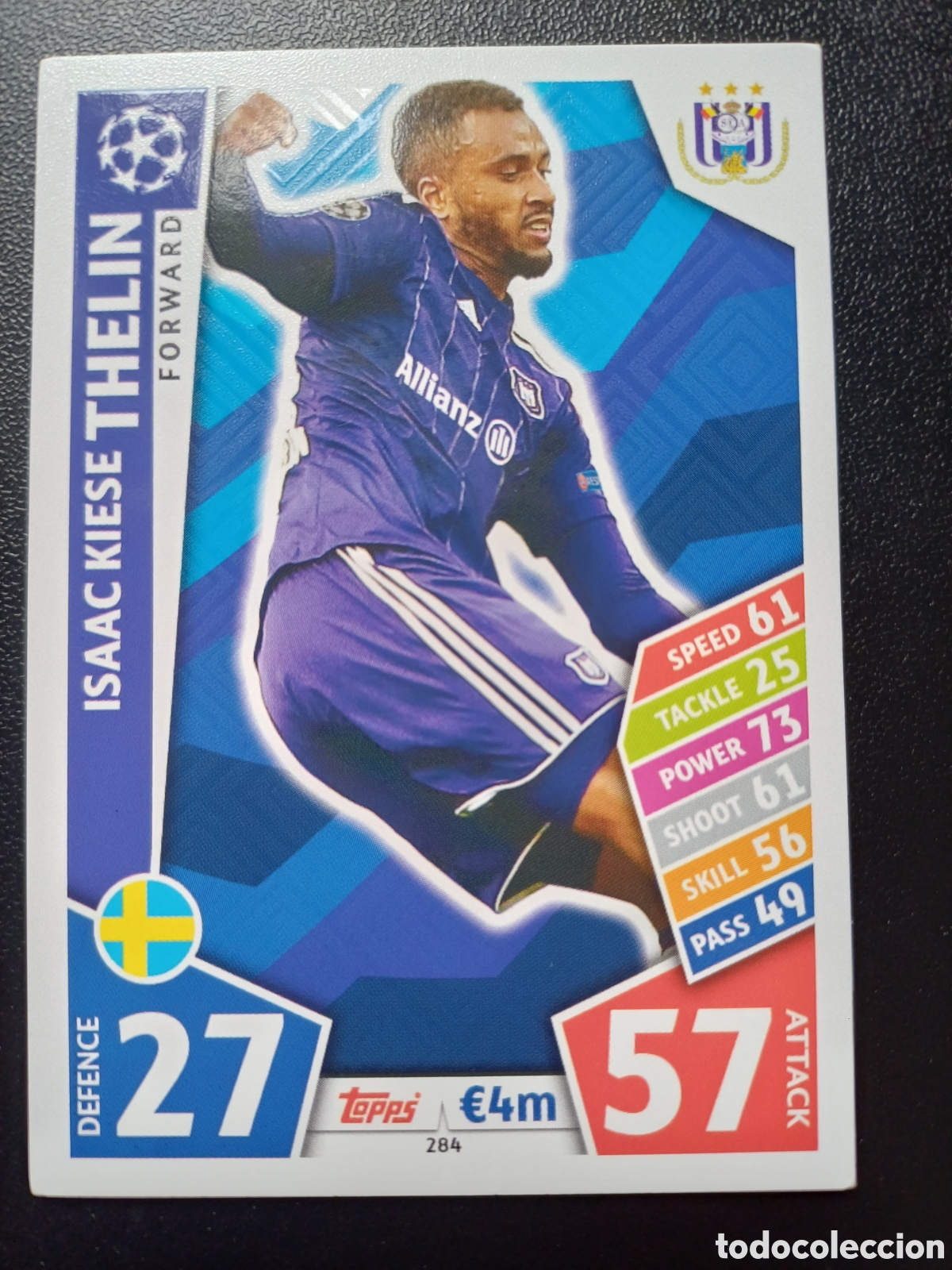 Cartes &agrave; &Eacute;changer: #284 ISAAC KIESE THELIN RSC ANDERLECHT TOPPS MATCH ATTAX 2017/18