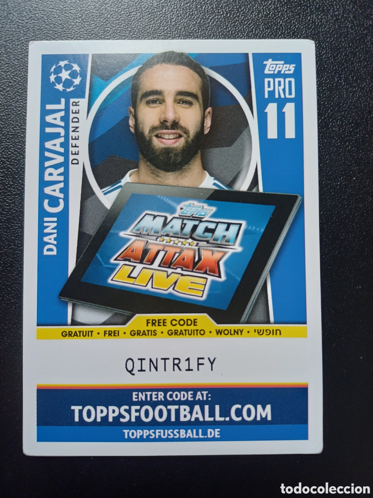 Trading Cards: DANI CARVAJAL REAL MADRID CF PRO 11 TOPPS MATCH ATTAX 2017/18