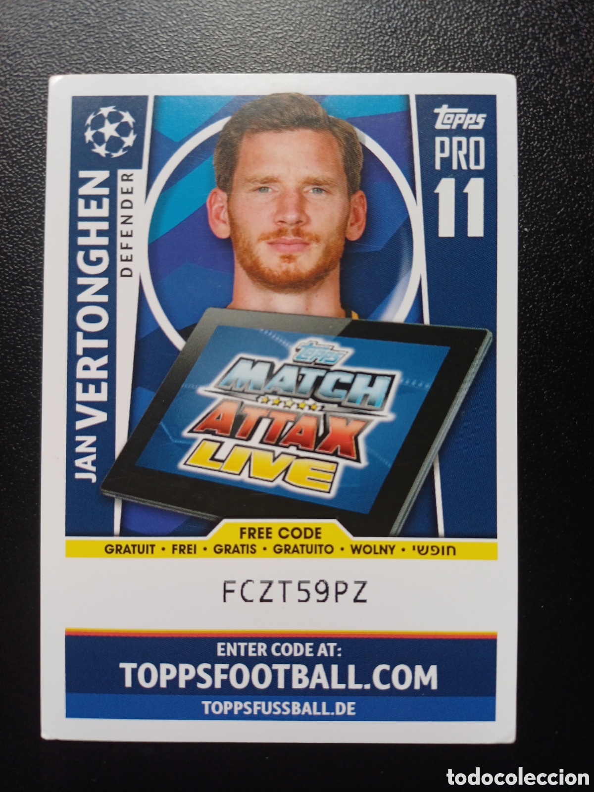 Trading Cards: JAN VERTONGHEN TOTTENHAM HOTSPUR PRO 11 TOPPS MATCH ATTAX 2017/18