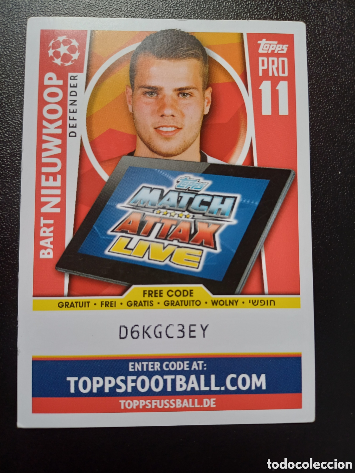 Trading Cards: BART NIEUWKOOP FEYENOORD PRO 11 TOPPS MATCH ATTAX 2017/18