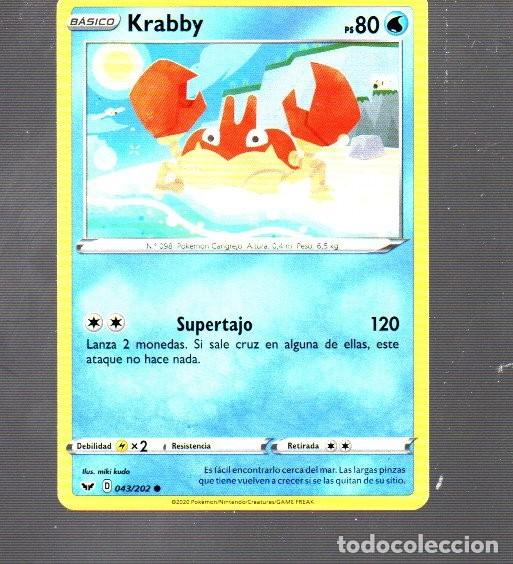 Trading Cards: CROMO DE POK&Eacute;MON B&Aacute;SICO KRABBY N&ordm; 098 DEL A&Ntilde;O 2020