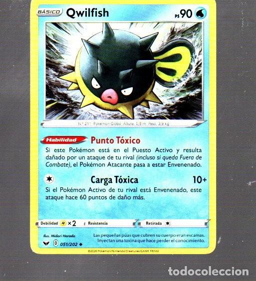 Trading Cards: CROMO DE POK&Eacute;MON B&Aacute;SICO QWILFISH N&ordm; 211 DEL A&Ntilde;O 2020
